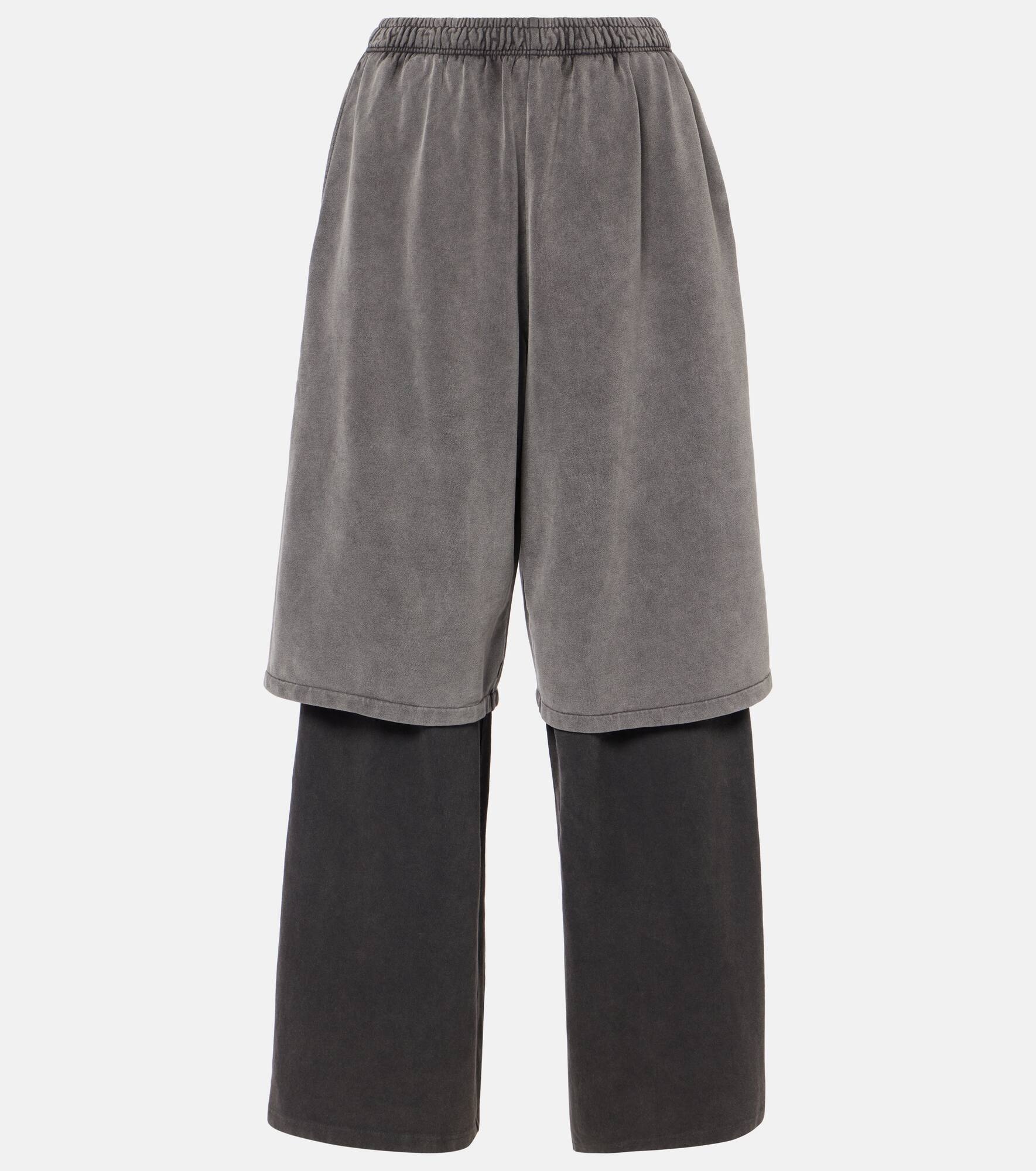 Layered cotton fleece sweatpants - 1