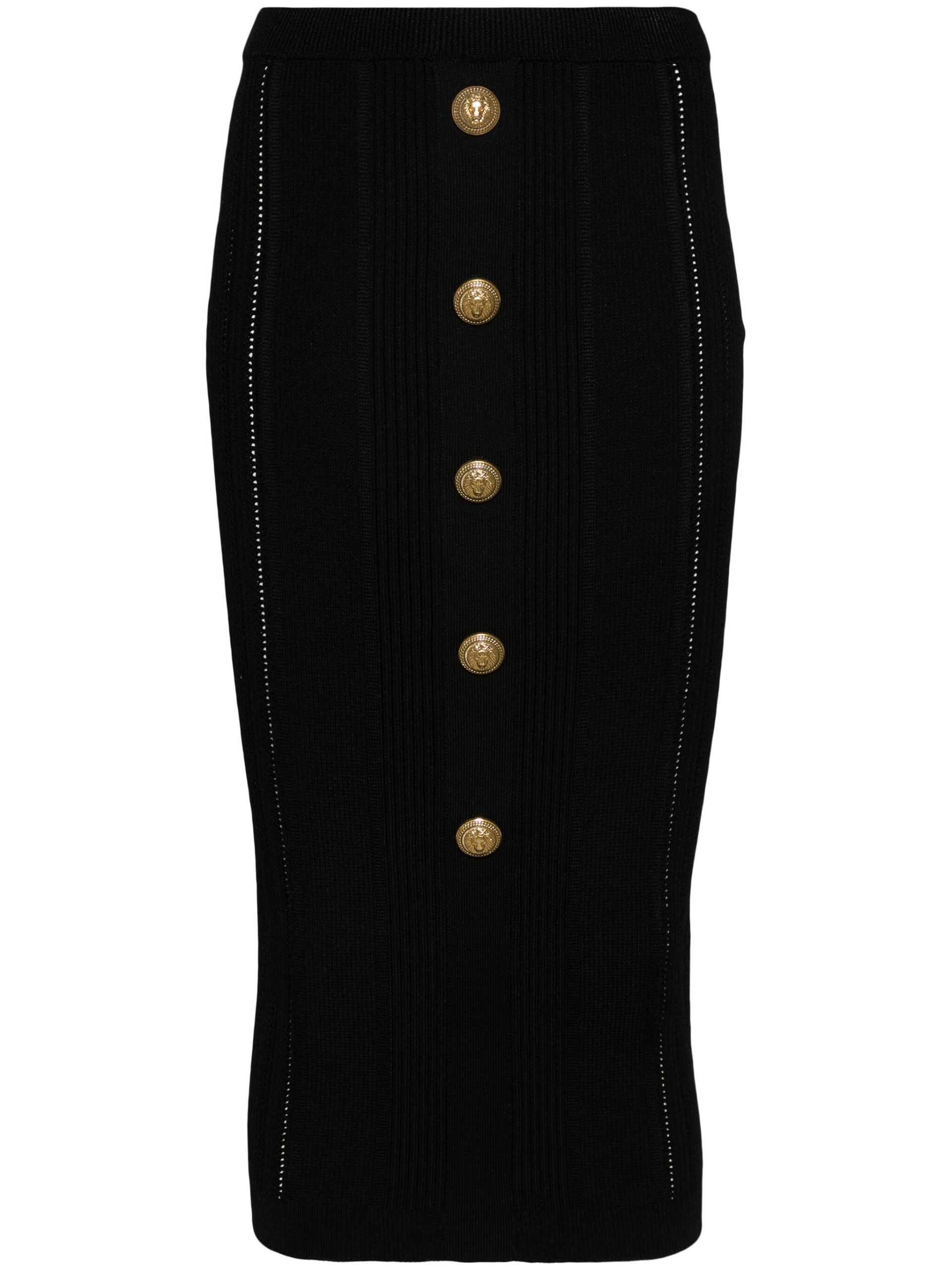 Black 5-Button Knit Skirt - 1