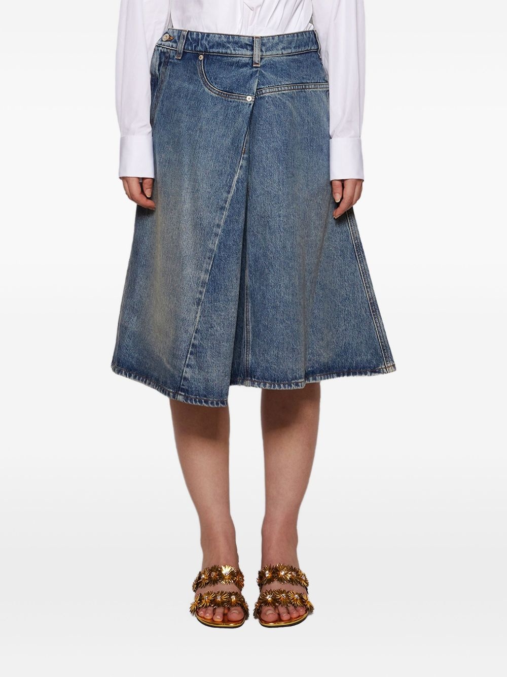denim A-line skirt - 3