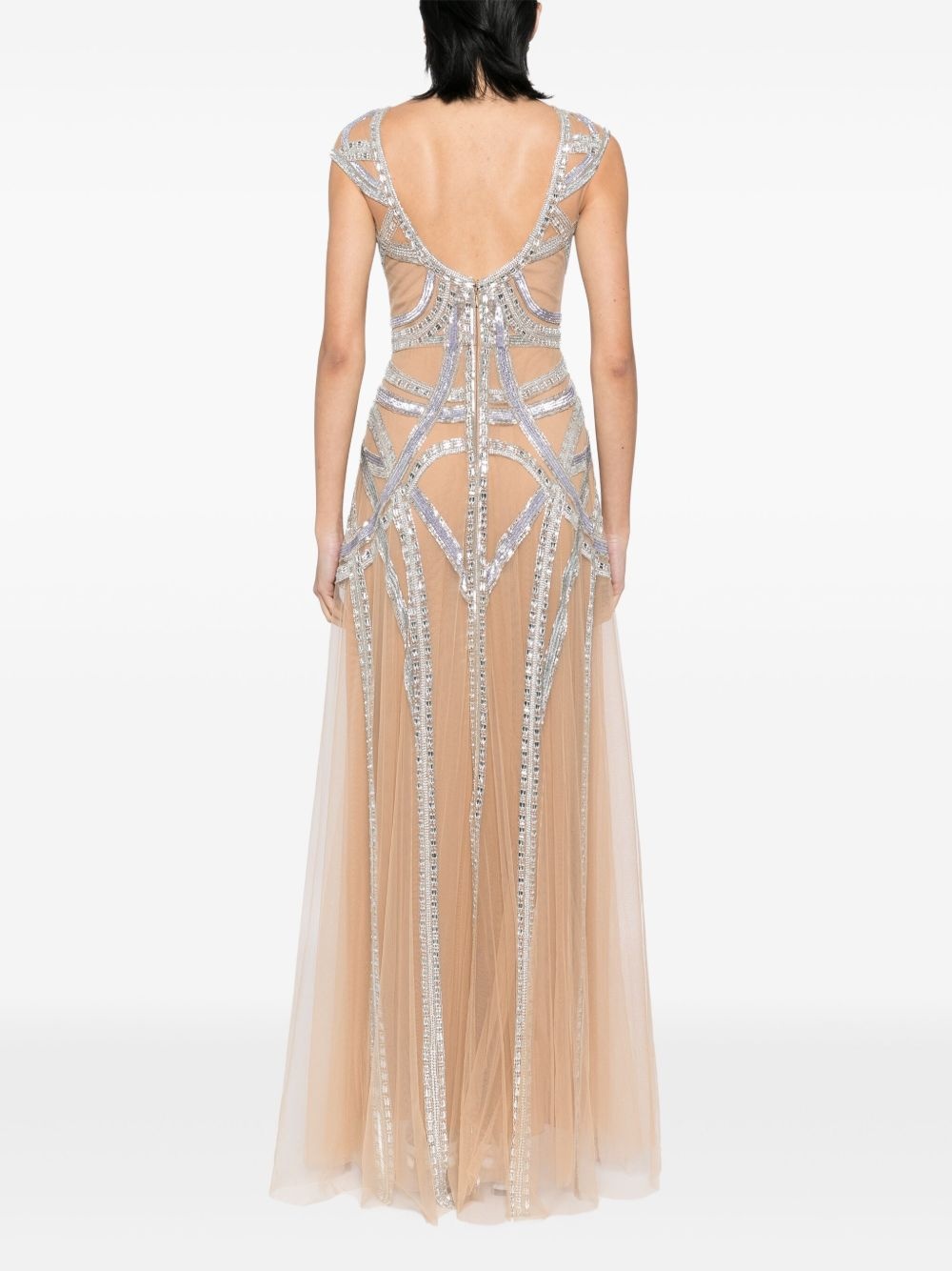roads-embroidered flared gown - 4