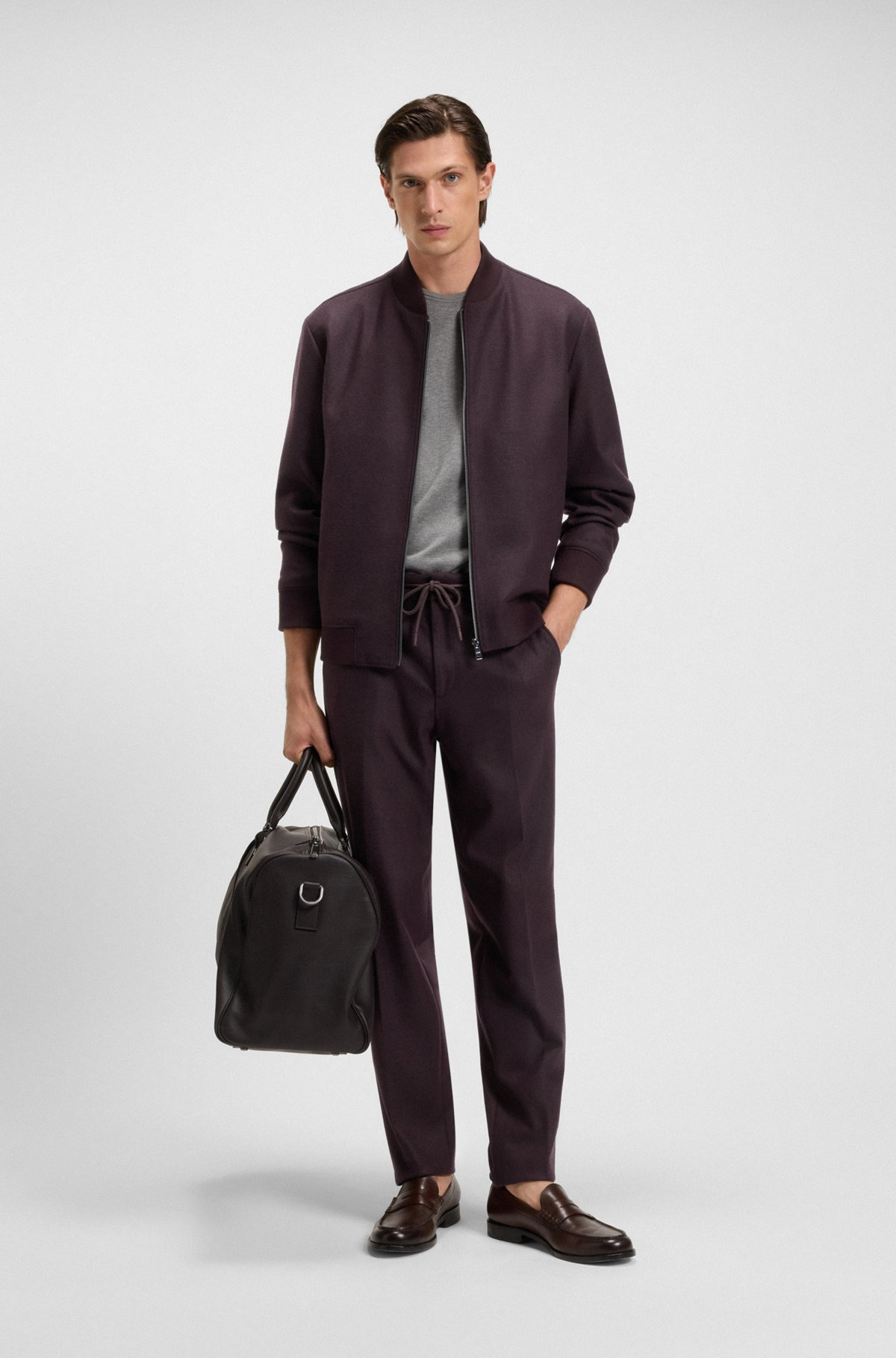 TAPERED-FIT TROUSERS IN BRUSHED STRETCH FLANNEL - 3