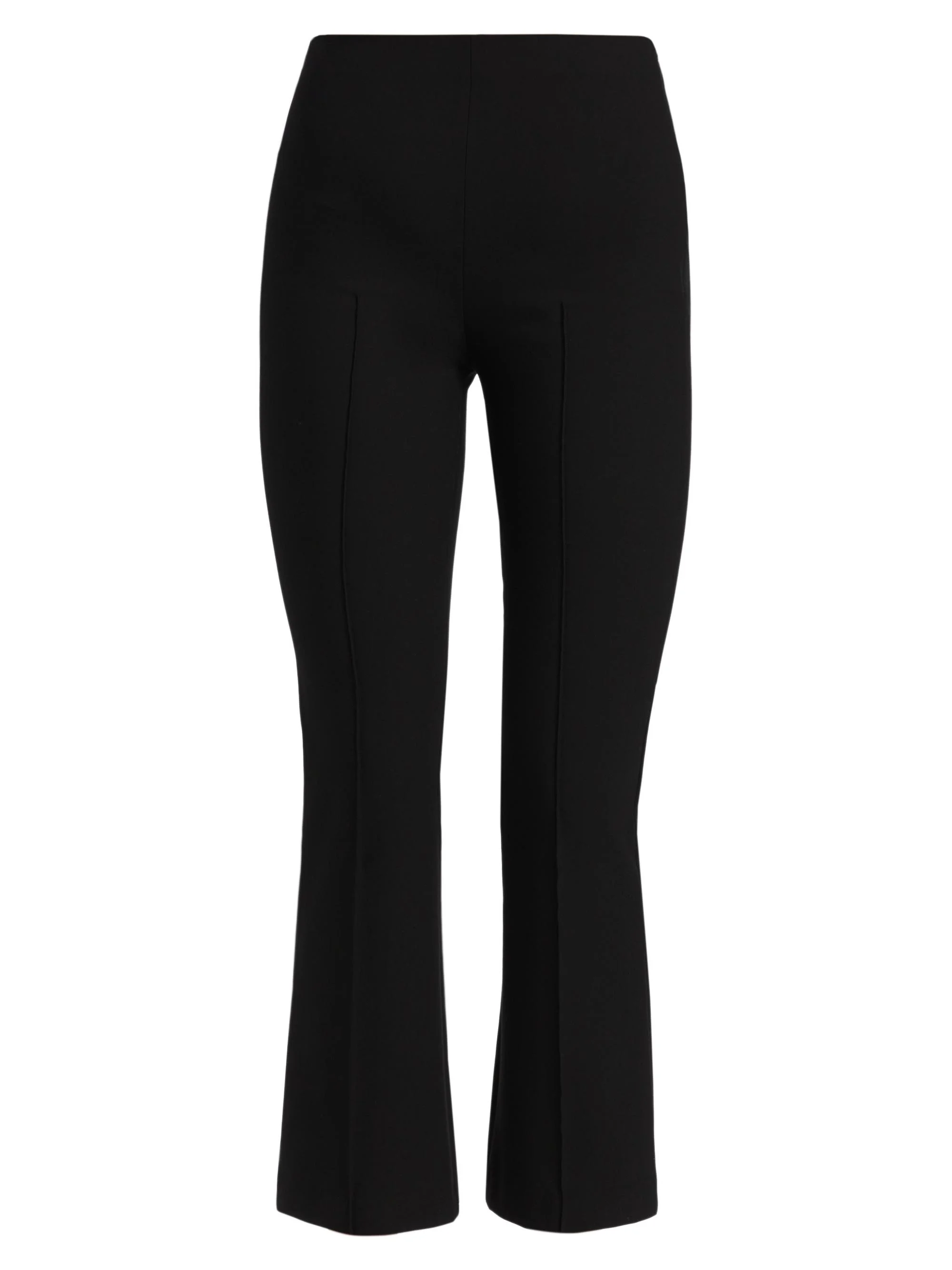 Women's Mid-Rise Pintuck Crop Flare Pants - Black - 1