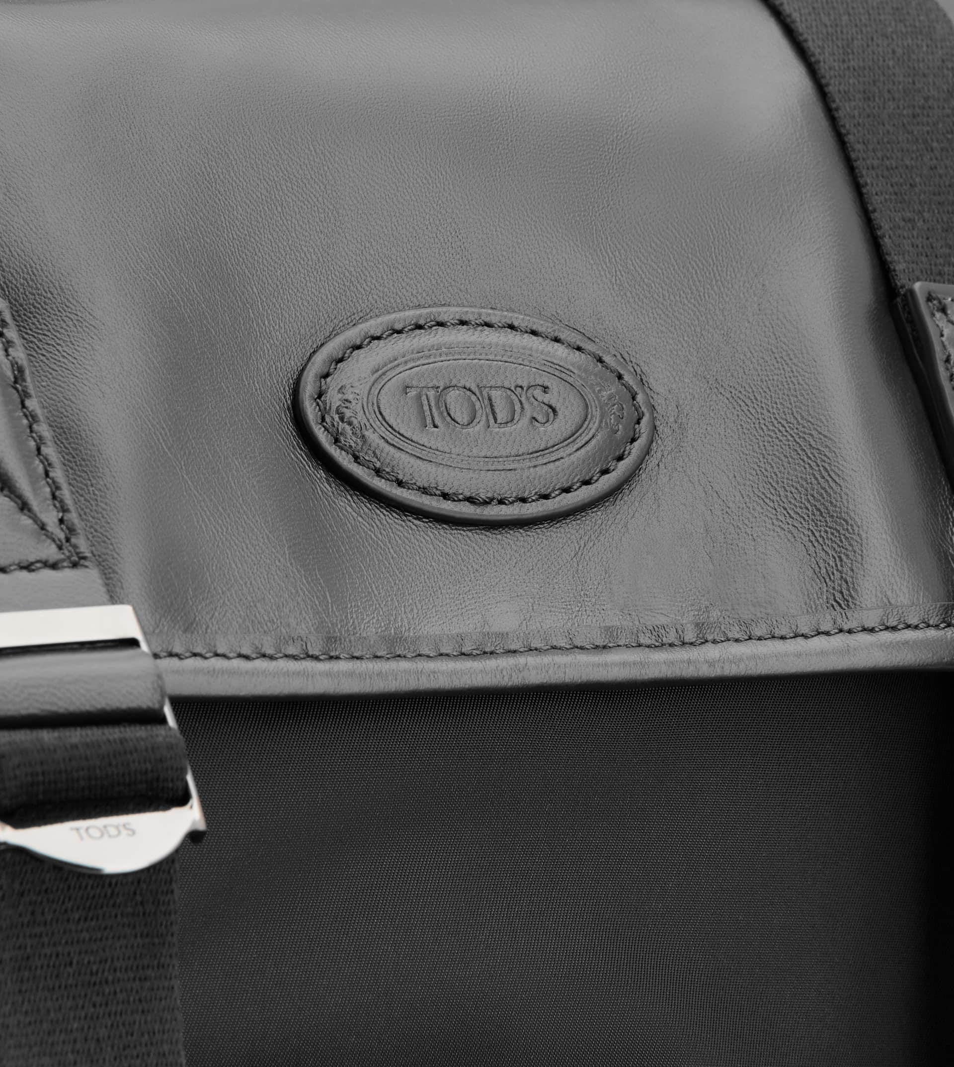 BACKPACK IN FABRIC AND LEATHER MEDIUM - BLACK - 5