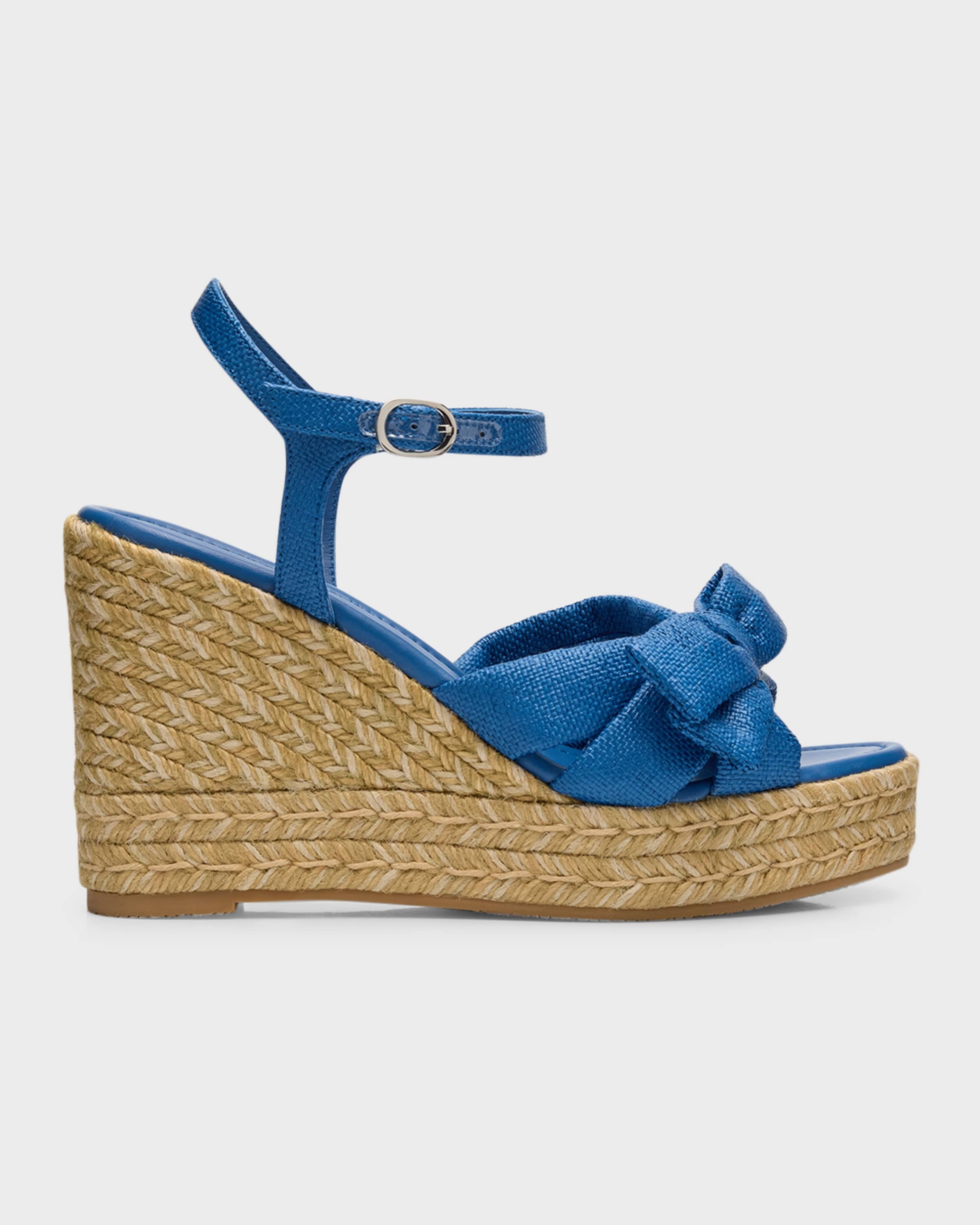 Sofia Linen Bow Wedge Espadrille Sandals - 1