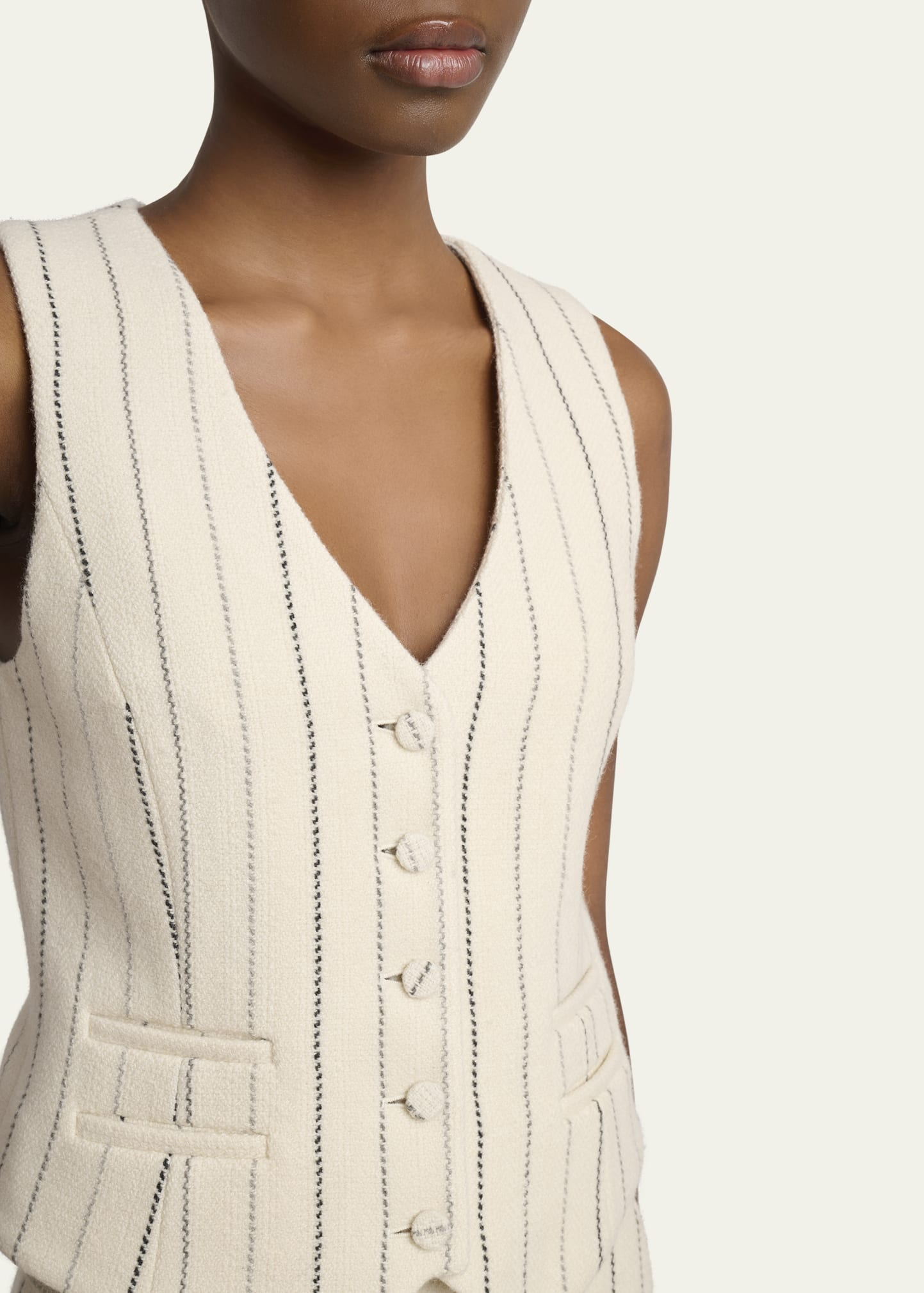 Coleridge Wool Cashmere Pinstripe Vest - 5