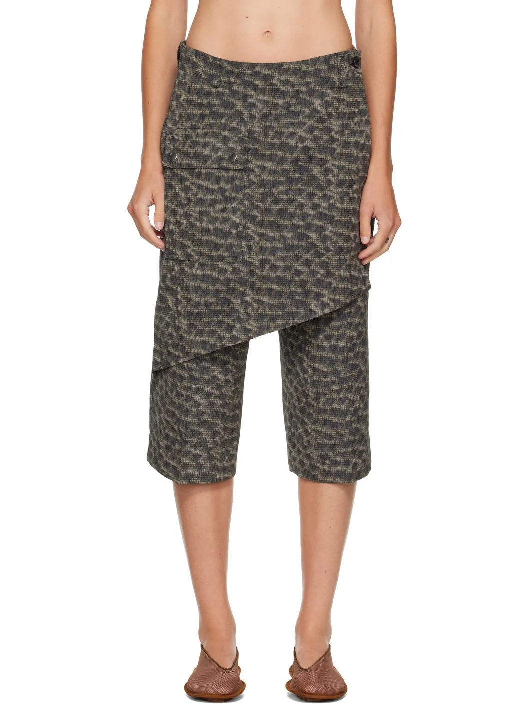 Gray Linnet Wrap Culottes Shorts - 1