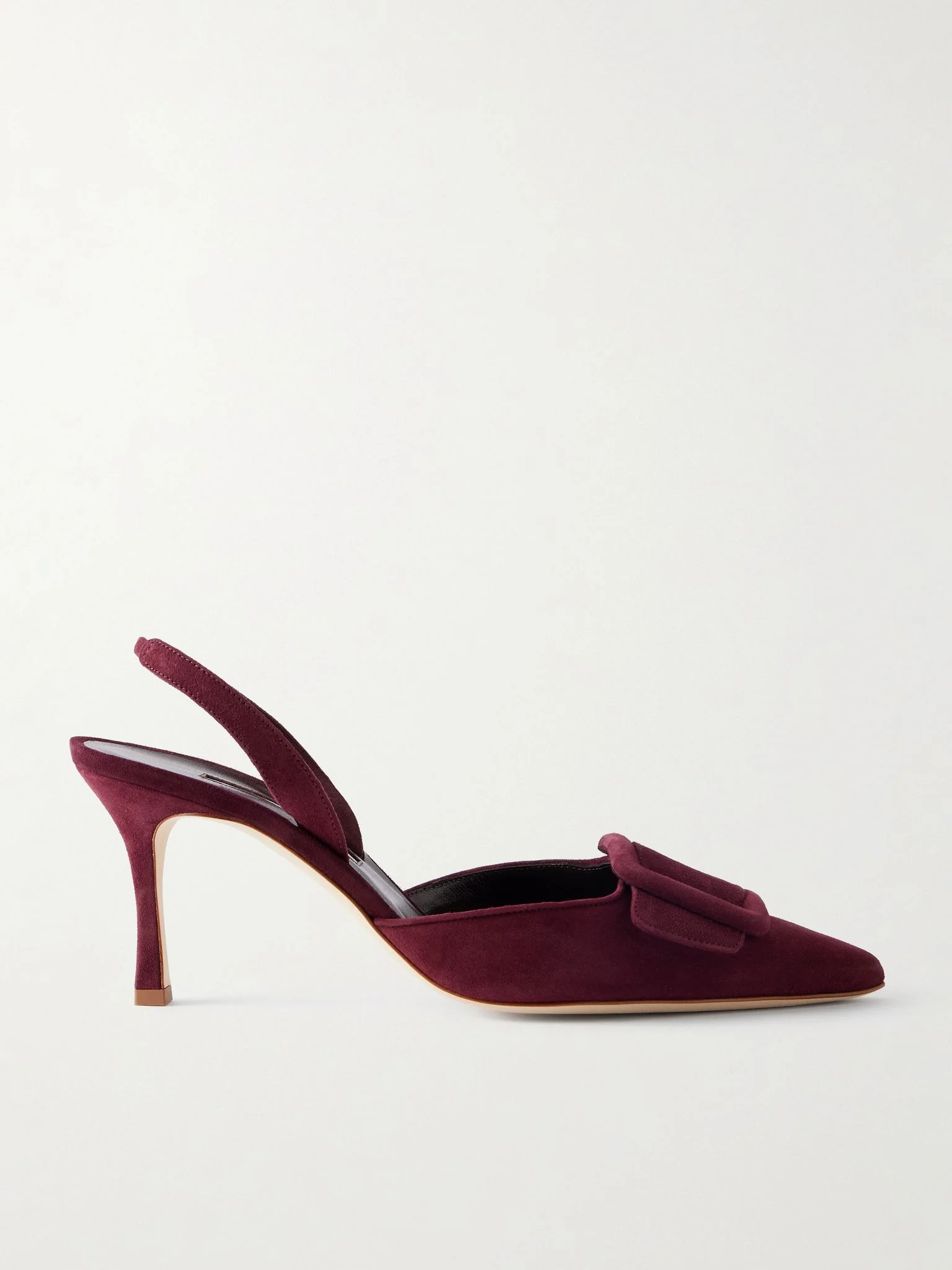 Maysli 70 buckled suede slingback pumps Burgundy - 1