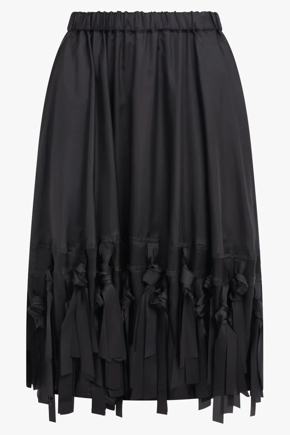 FRINGE DETAIL TAFFETA SKIRT | BLACK - 1
