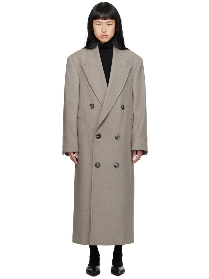 Gray Double-Breasted Coat - 1