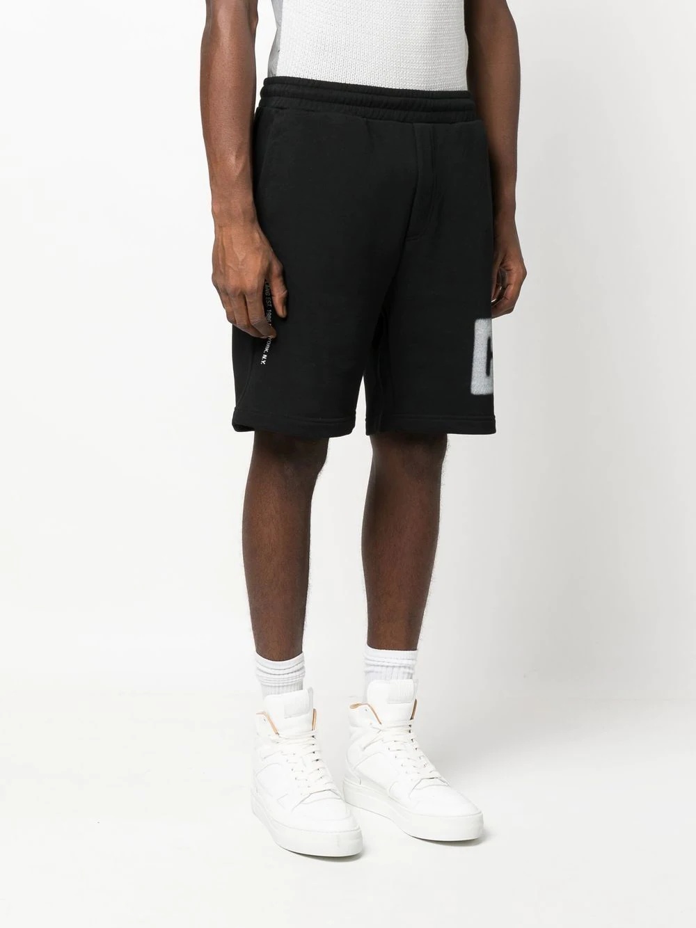 logo-print slip-on track shorts - 3