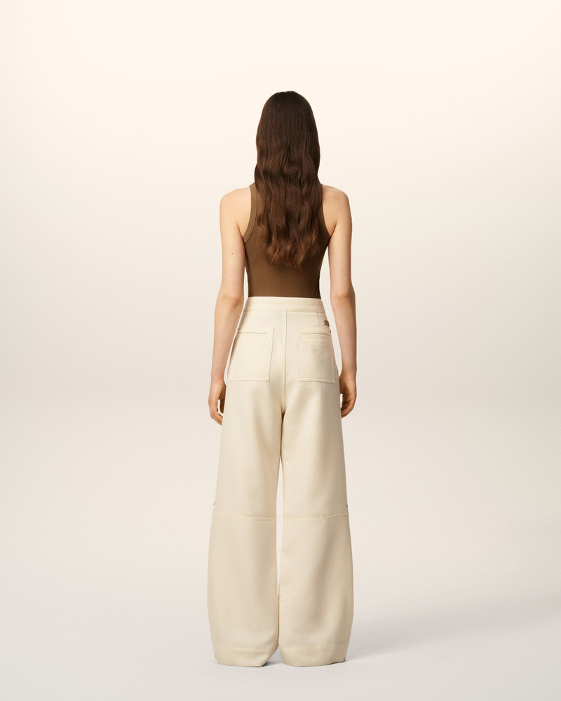 WHITE WOOL ZIPPED TROUSERS 4