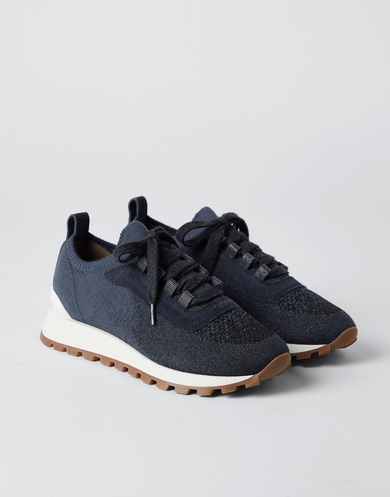 Sparkling cotton knit runners with shiny eyelets 1