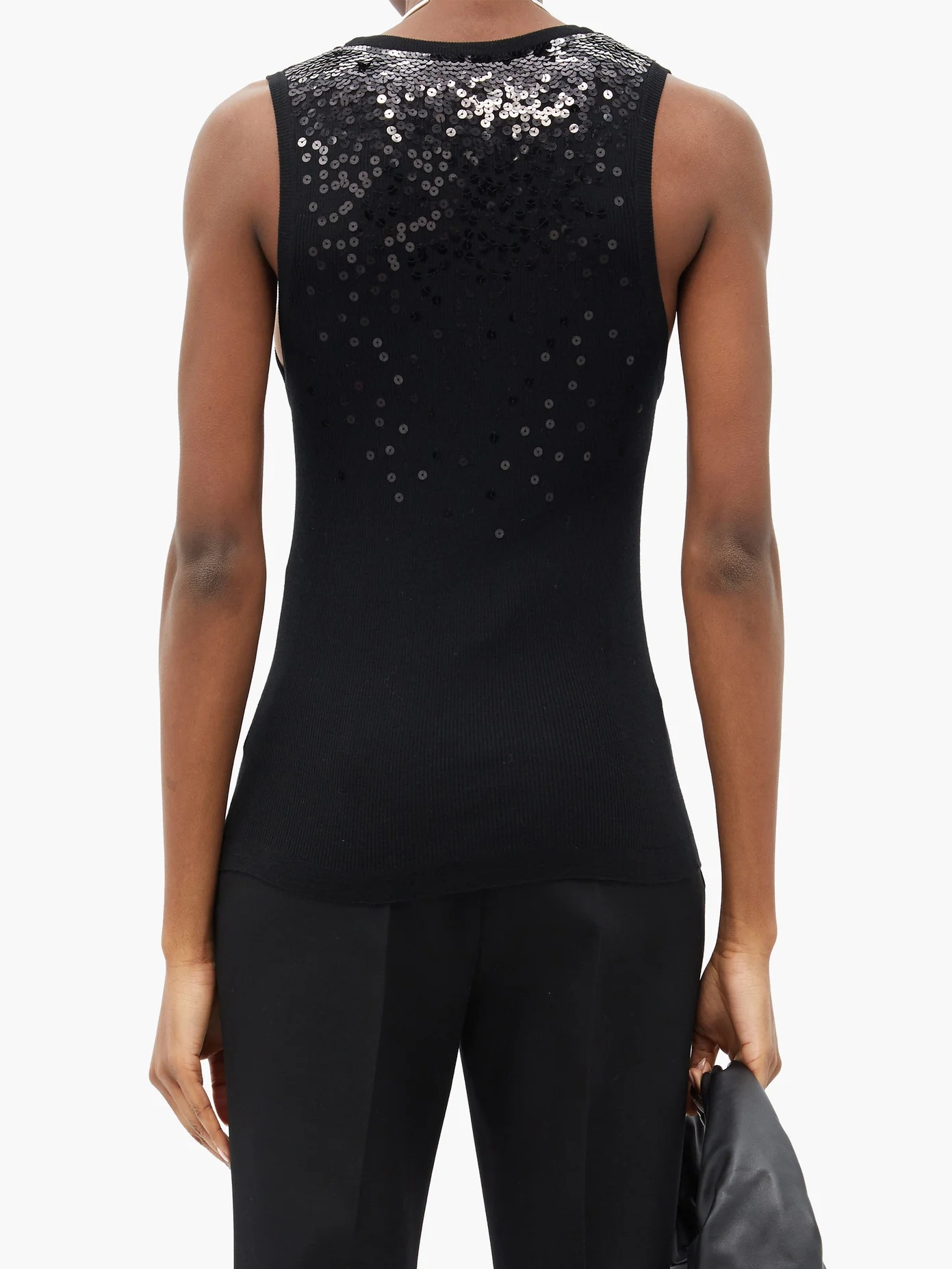 Sequinned ribbed virgin-wool tank top - 5