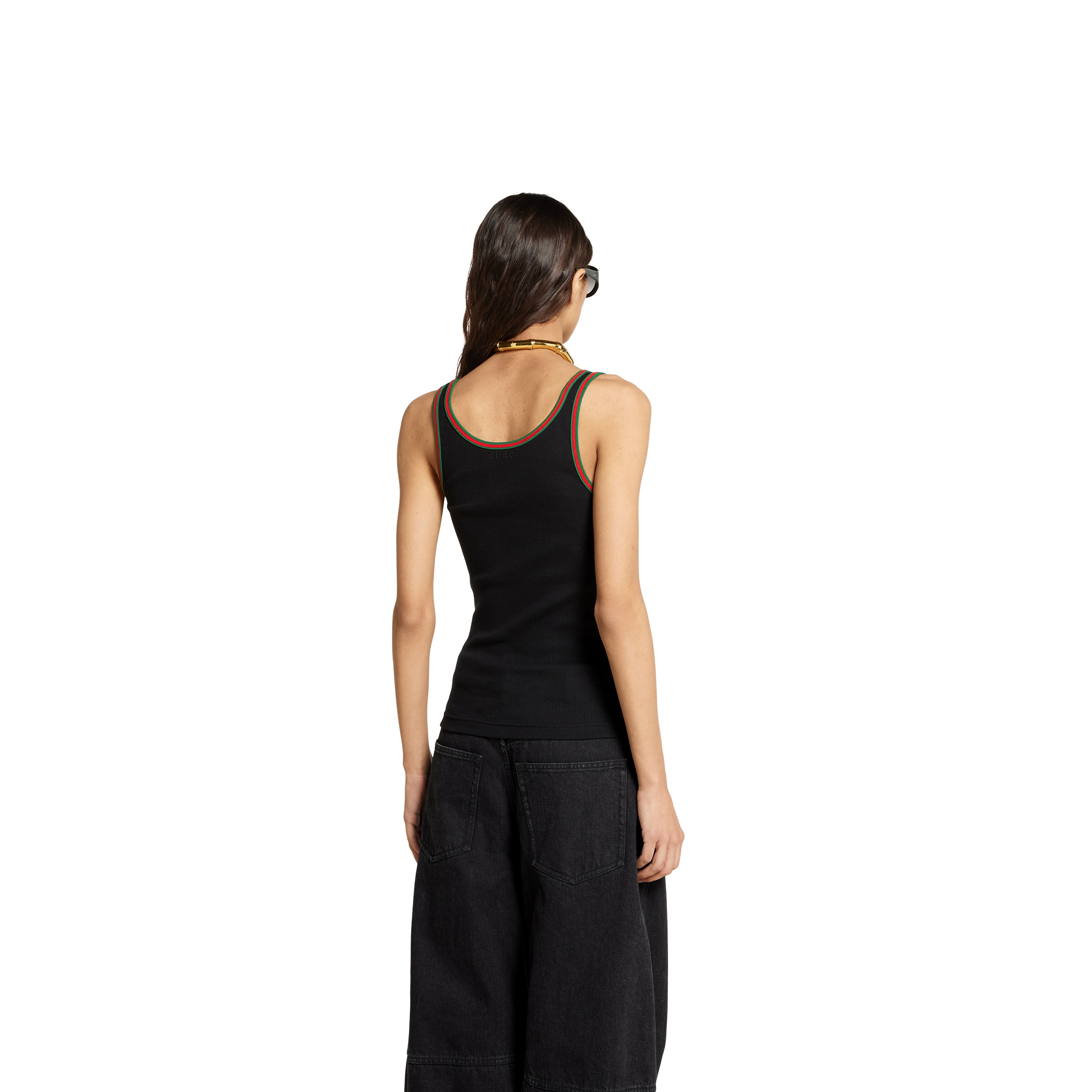 Cotton rib tank top with Web - 4