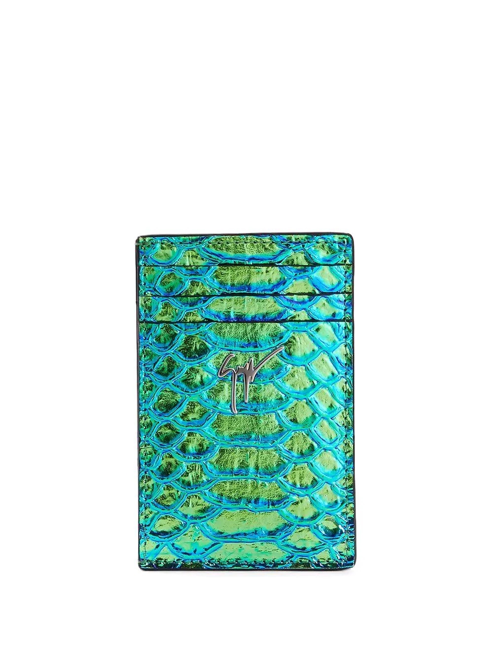 Albert iridescent python-print cardholder - 1