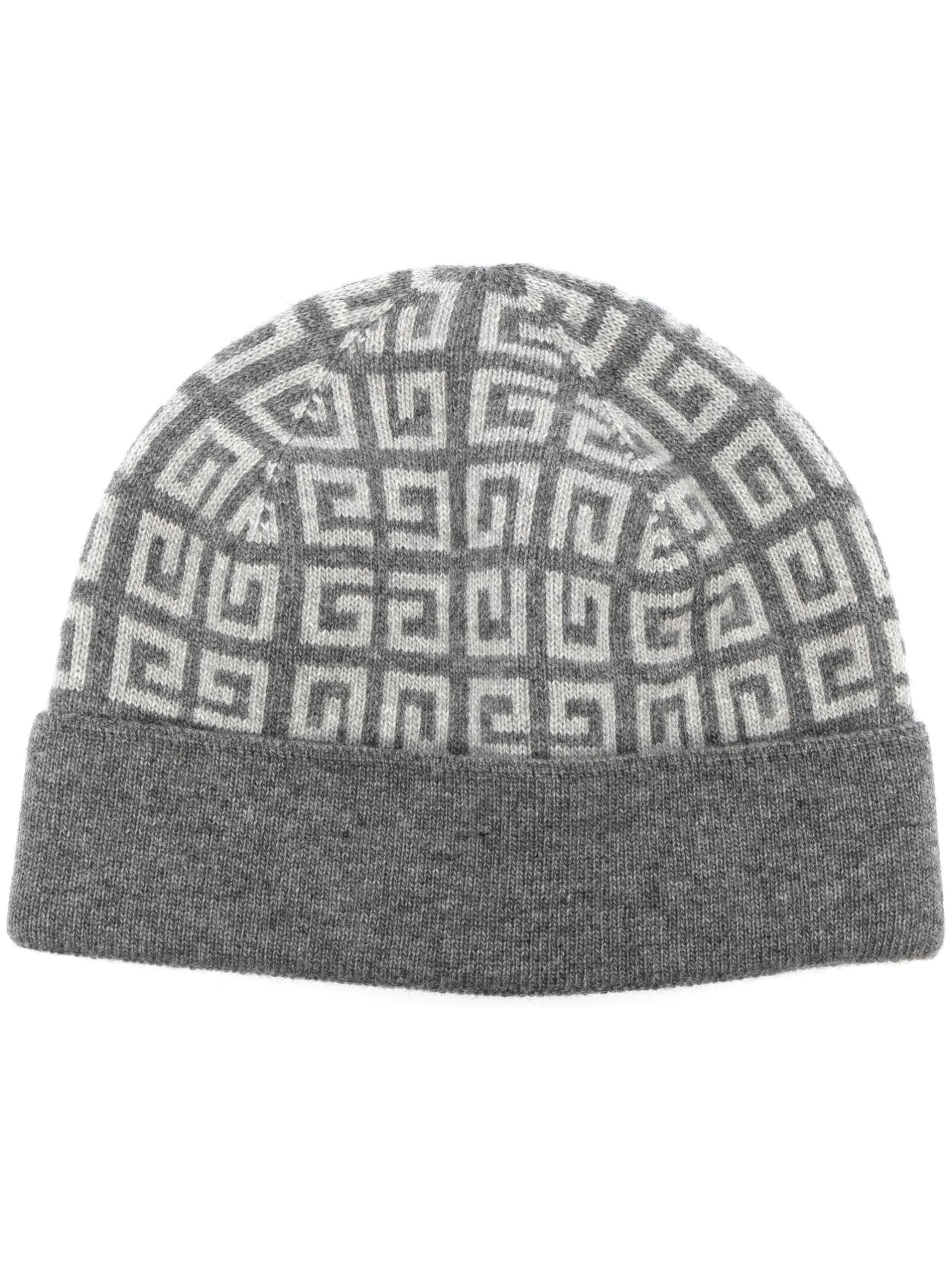 grey 4G intarsia beanie hat - 1