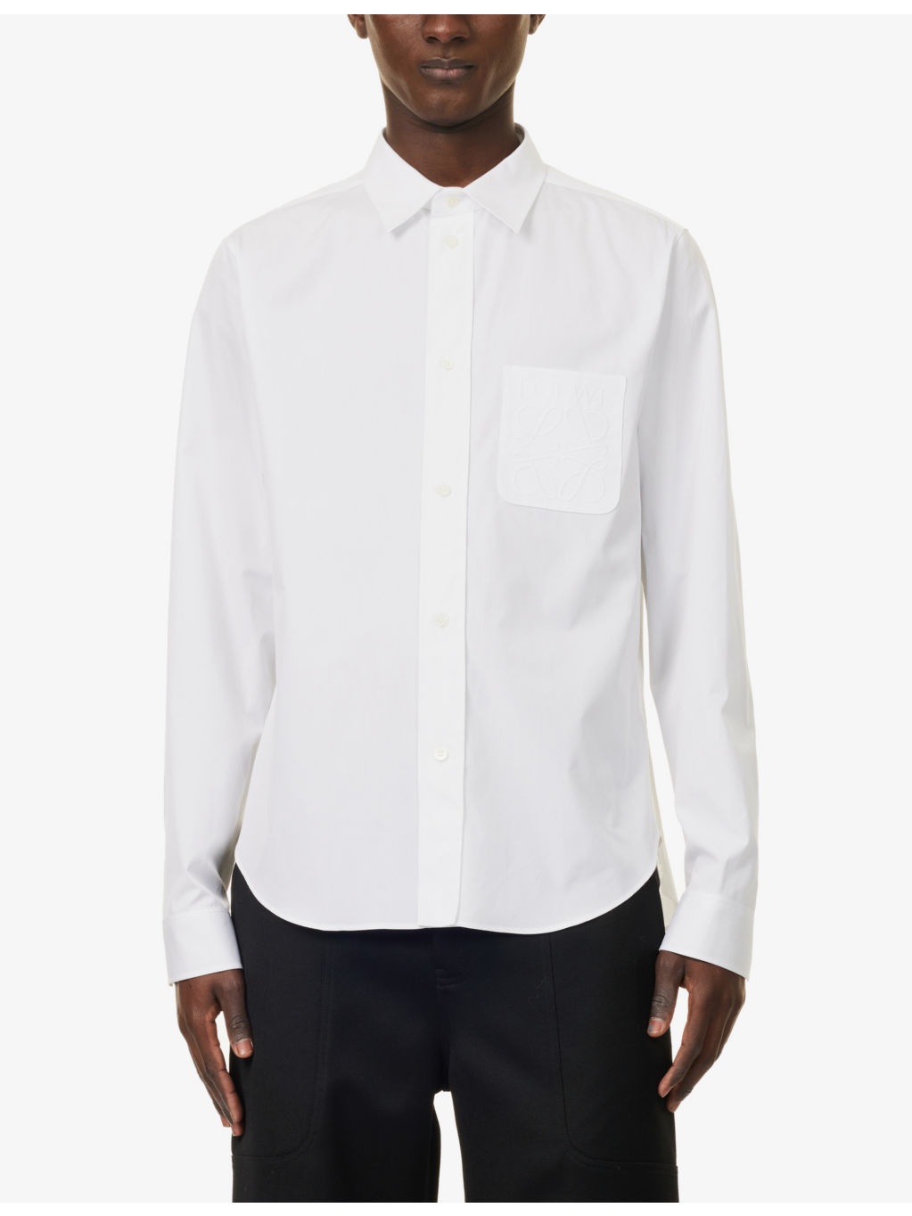 Brand-Embroidery Patch-Pocket Regular-Fit Cotton-Poplin Shirt - 3