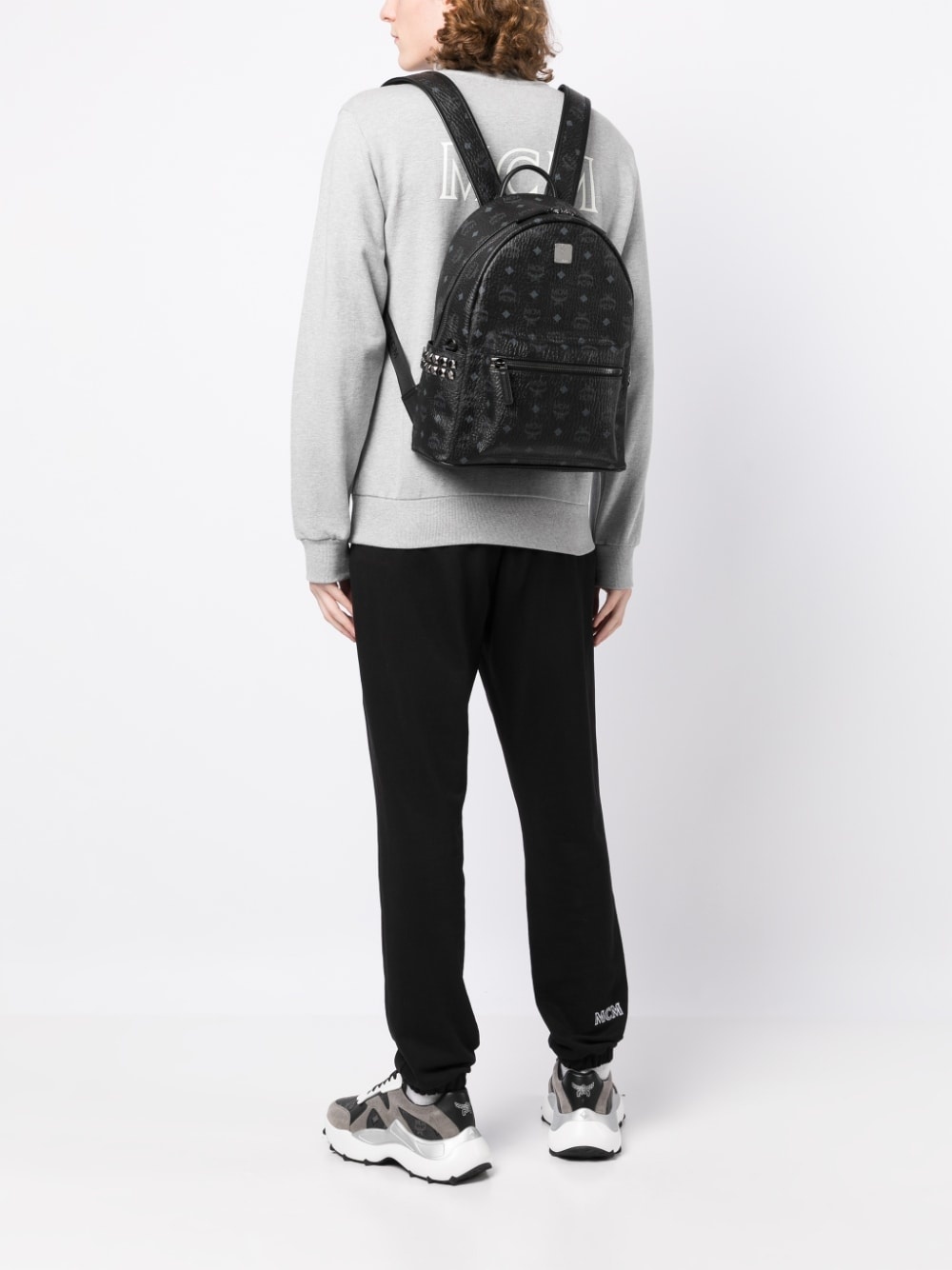 logo print studded backpack - 2