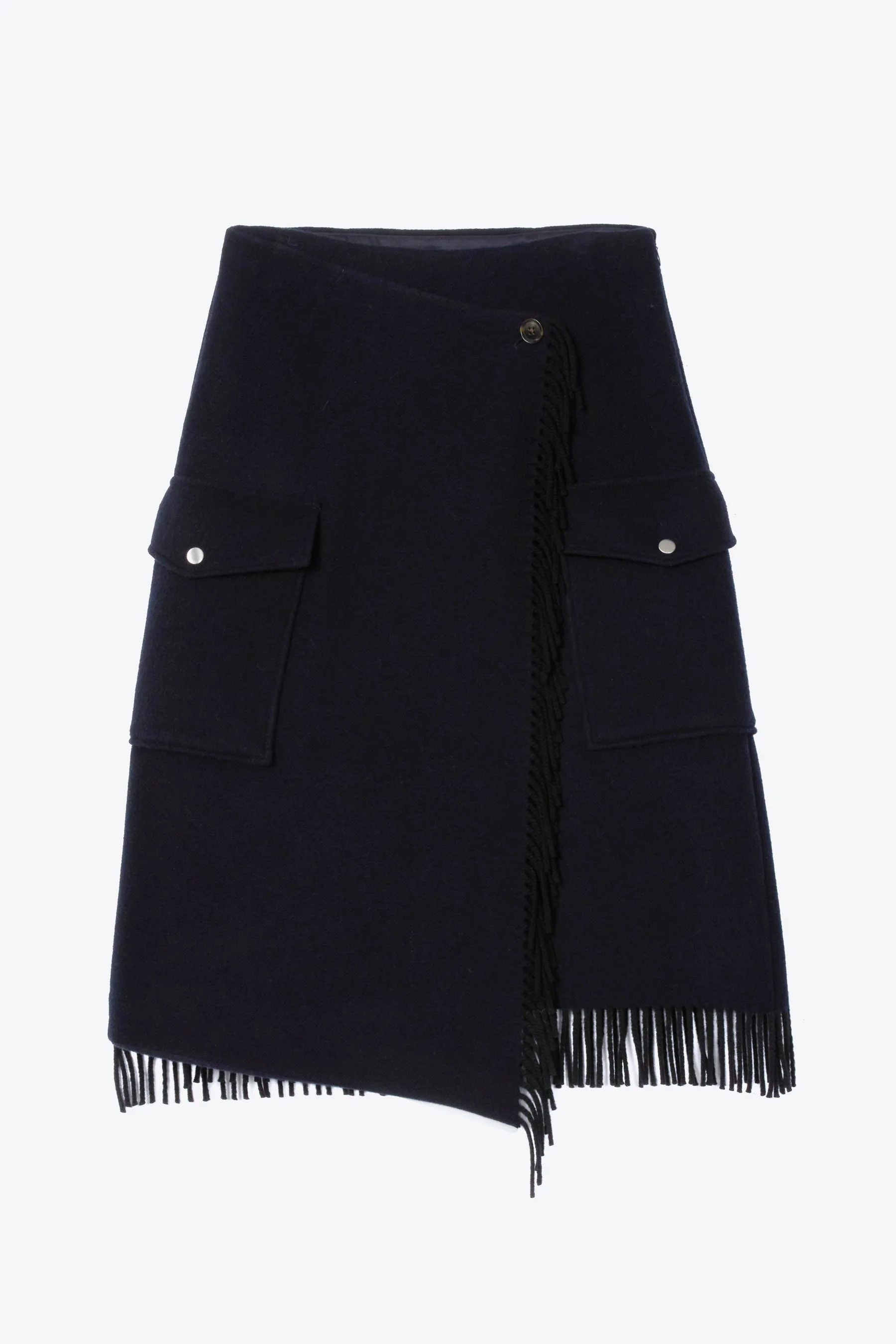 Wool Blanket Hem Midi Skirt - 1