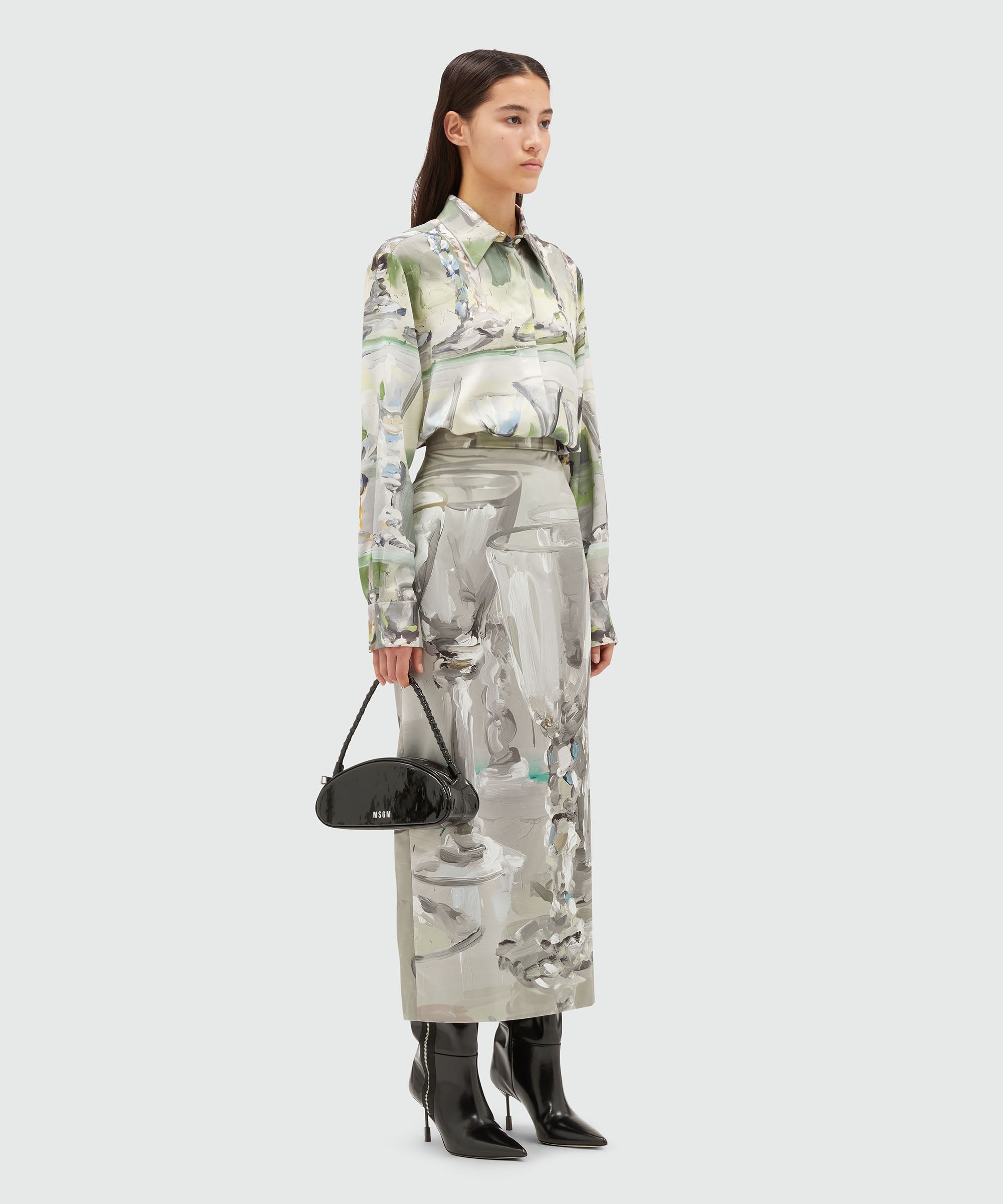 Midi skirt with "Glasses" print - 4