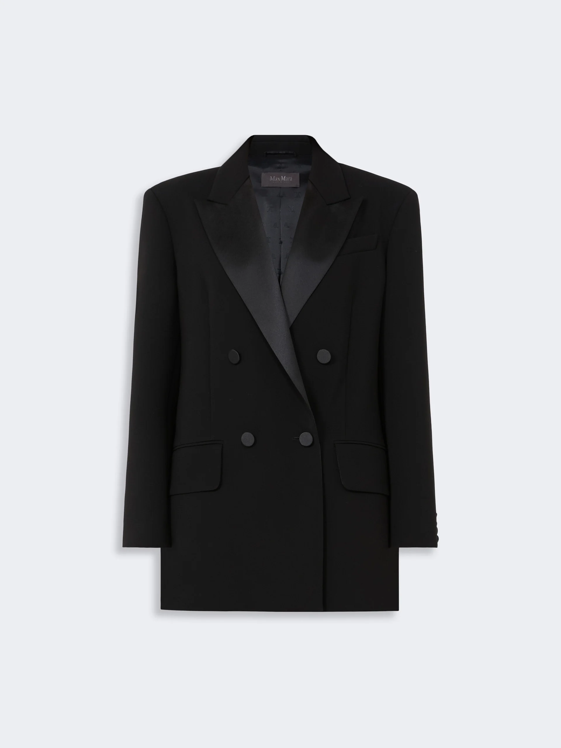 GARZA Double-breasted lightweight cady blazer - BLACK - 1