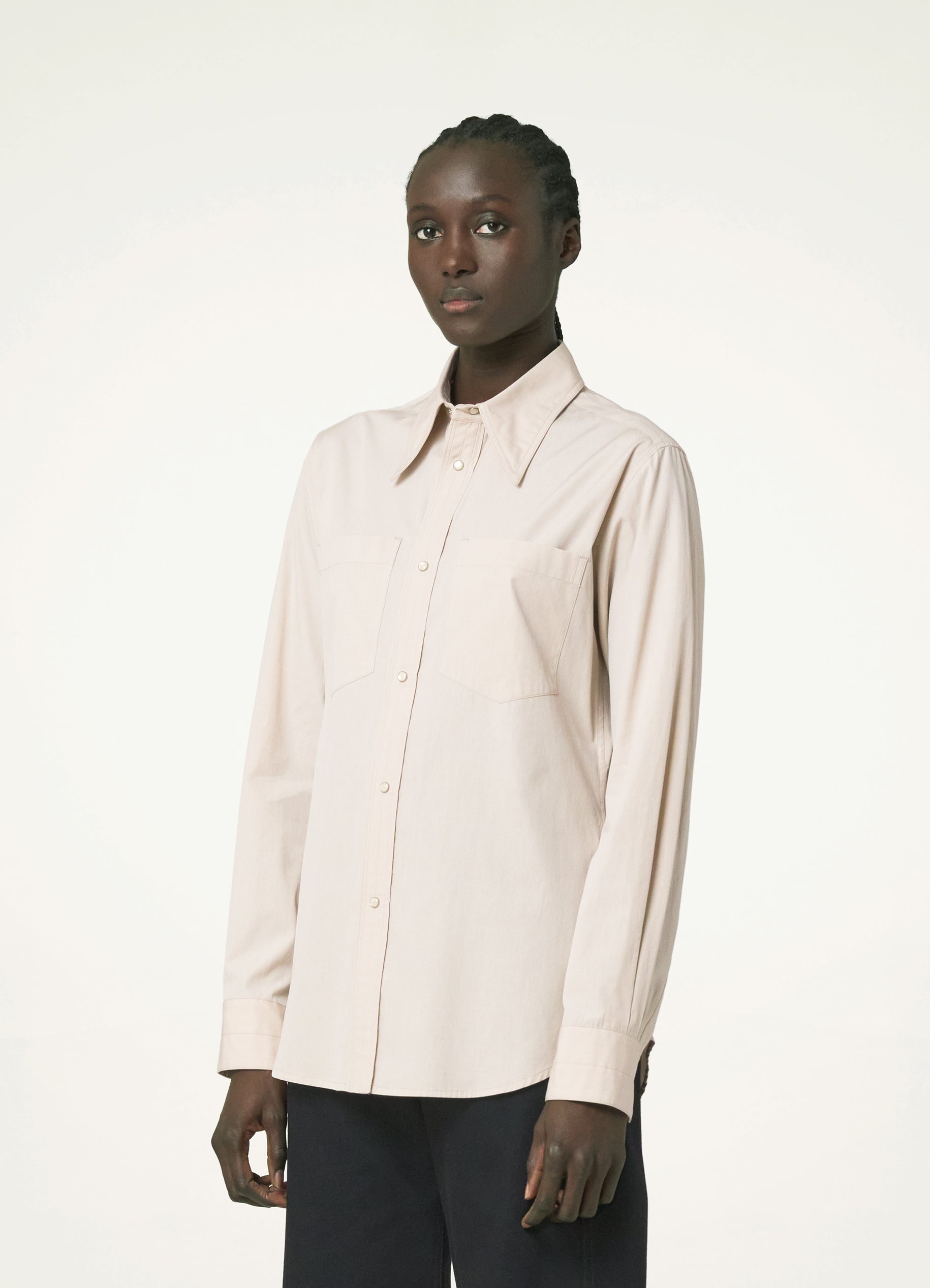 POINTED COLLAR SHIRT WITH SNAPS - 2