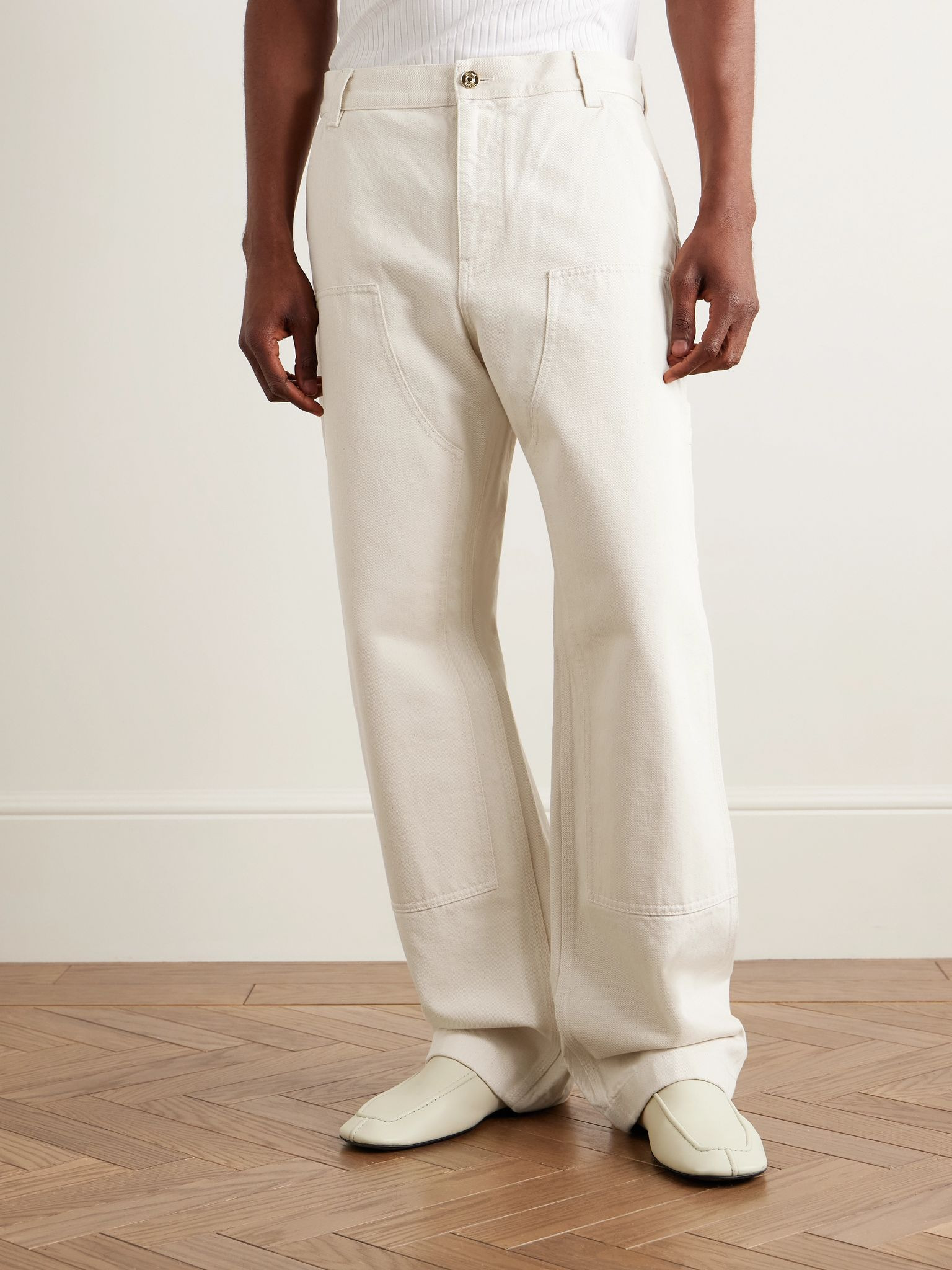 Straight-Leg Panelled Jeans Ecru - 3