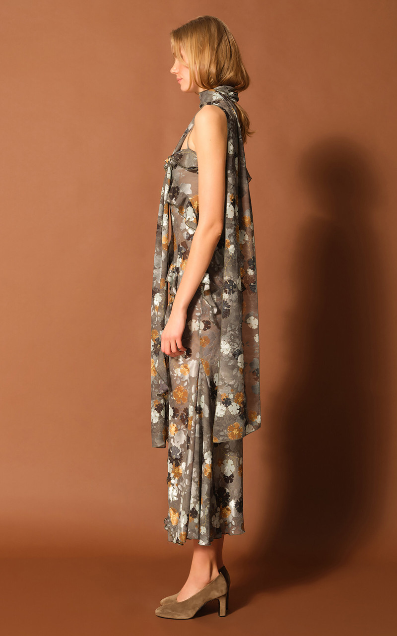 SIEDRÉS Monica Ruffled Devoré Chiffon Maxi Dress multi outlook