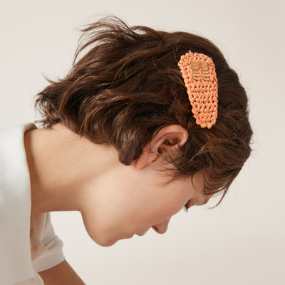 Miu Miu Woven fabric hair clip outlook