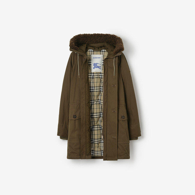 Shearling Trim Gabardine Parka 5