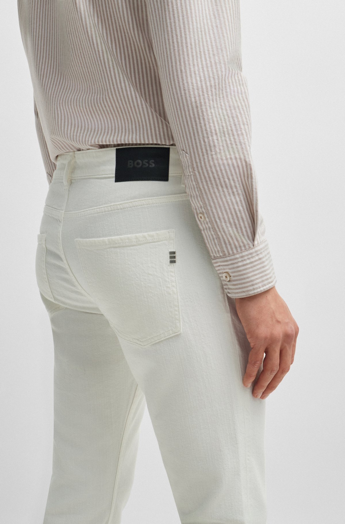 SLIM-FIT JEANS IN BLACK MECHANICAL-STRETCH DENIM - 5