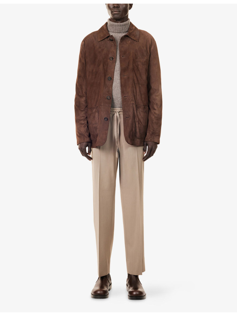 CORNELIANI Straight-Leg Drawstring Wool Trousers outlook