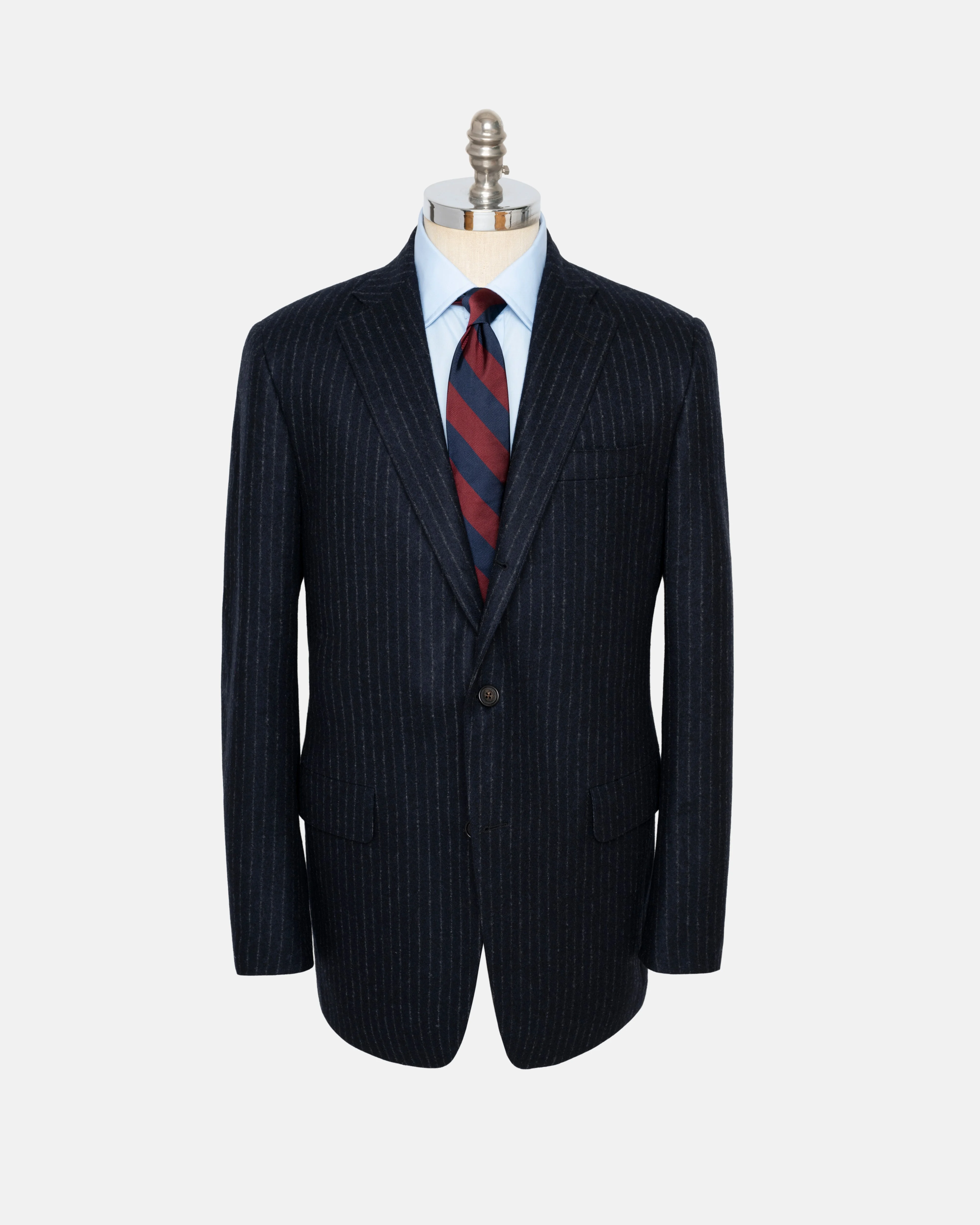 MADE-IN-USA NAVY CHALKSTRIPE FOX FLANNEL SUIT - 1