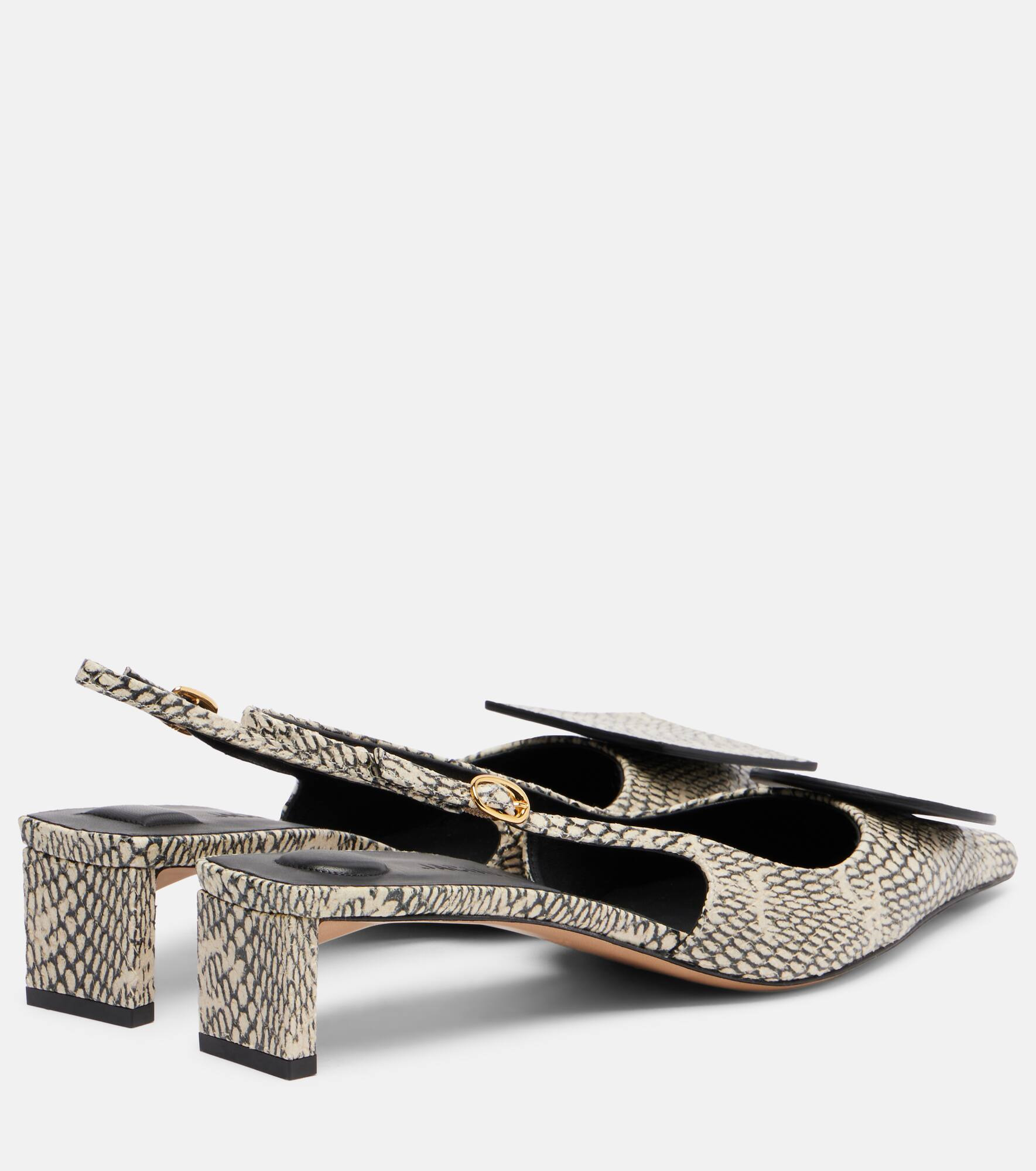 Duelo snake-effect leather slingback pumps - 2