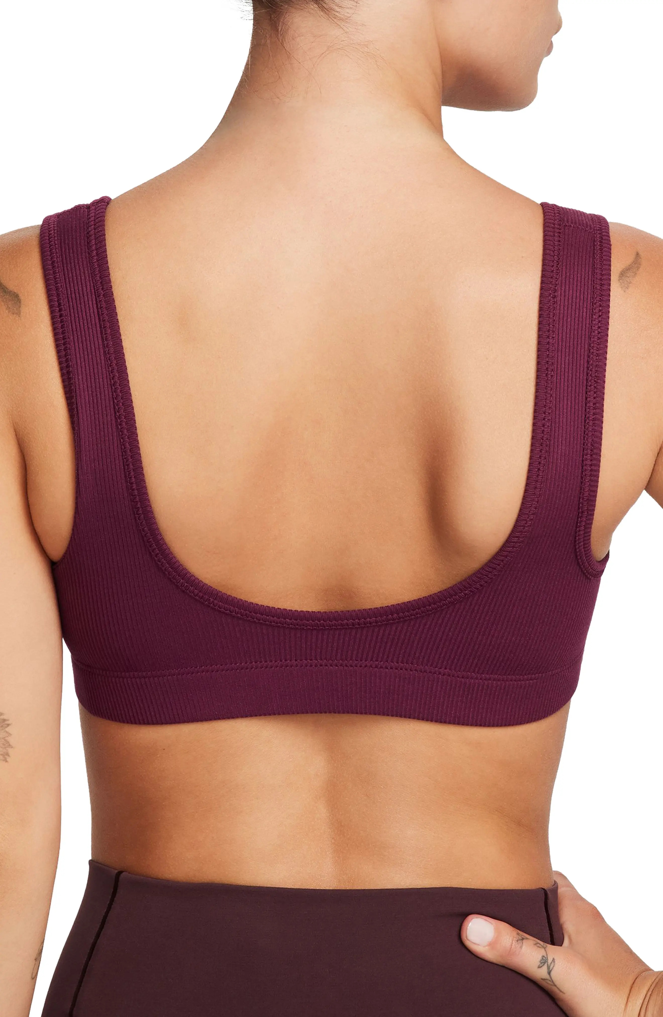 Alate All U Rib Sports Bra in Bordeaux/Bordeaux/White - 2