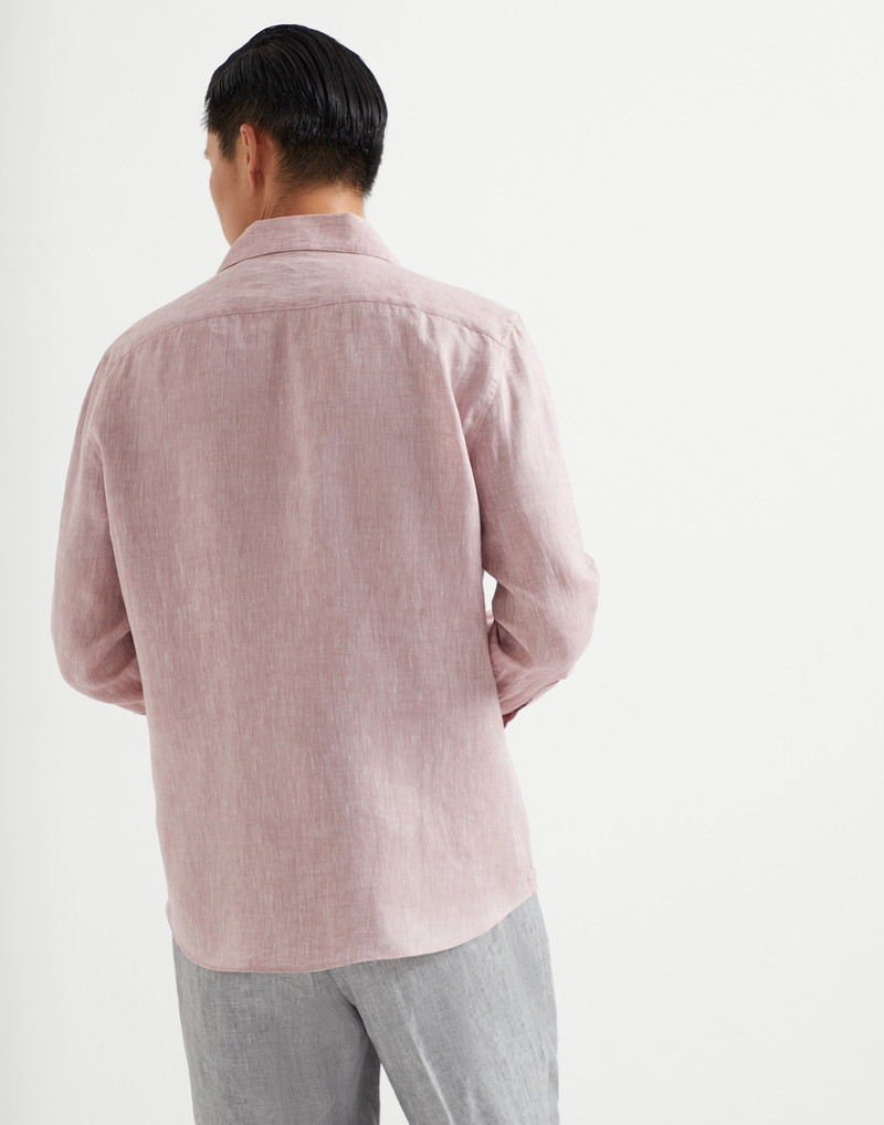 Brunello Cucinelli Linen easy fit shirt with chest pockets outlook