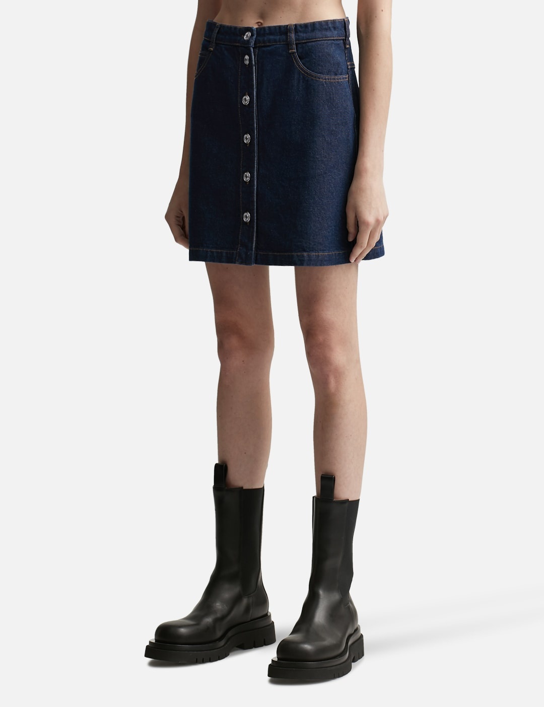 BUTTONED DENIM MINI SKIRT - 2