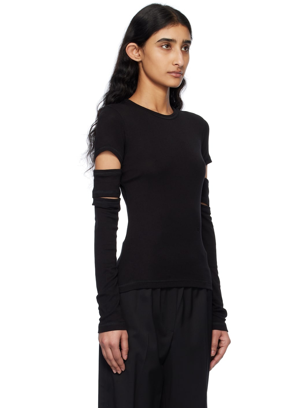 Black Slashed Long-Sleeved T-shirt - 2