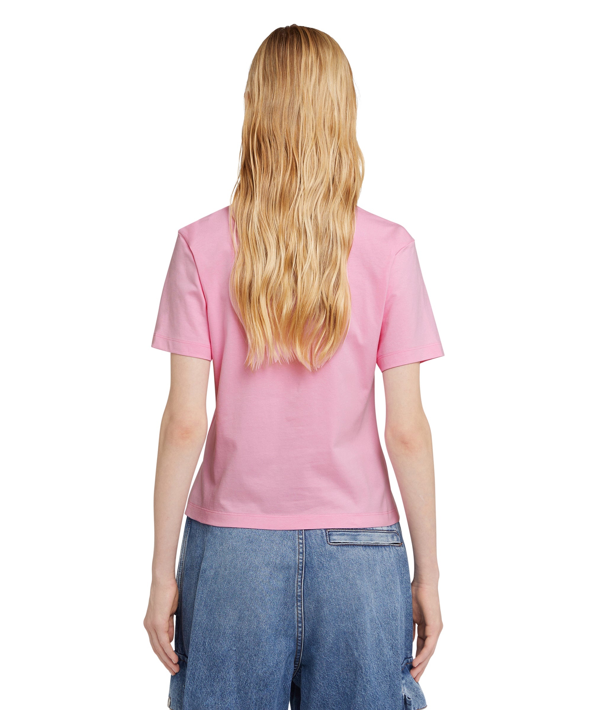 Cotton crewneck t-shirt with new MSGM brushed logo - 3