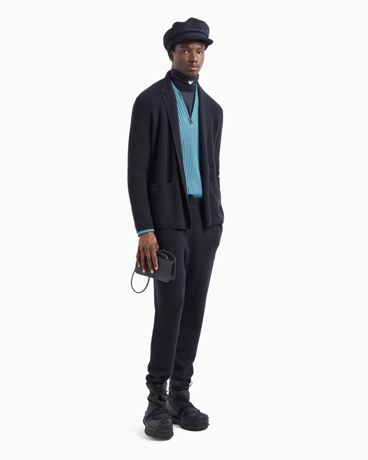 Virgin wool-blend knit double-breasted blazer - 4