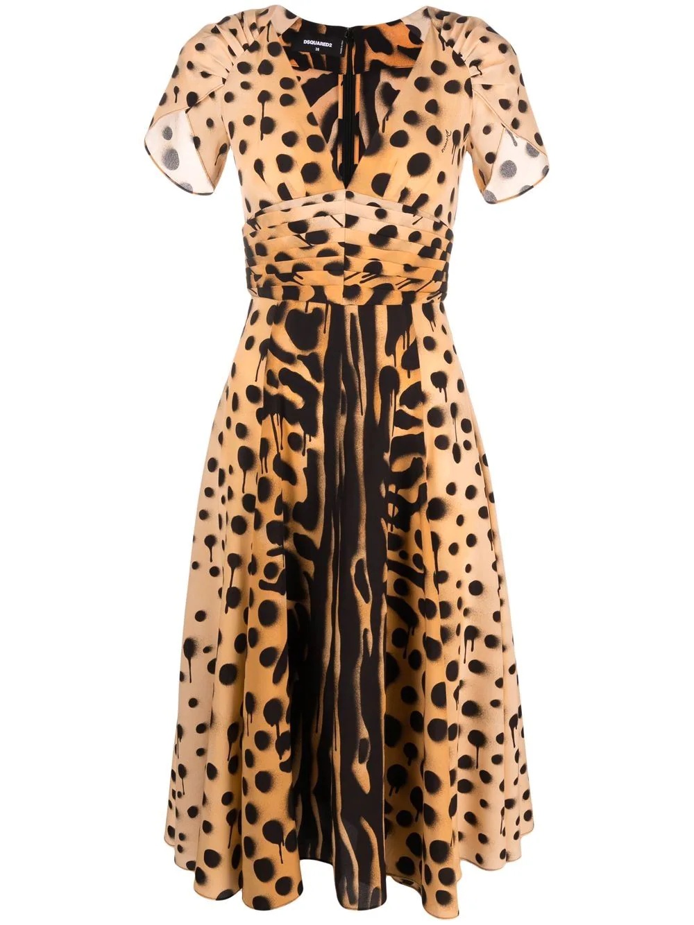 graffiti animal-print flared midi dress - 1