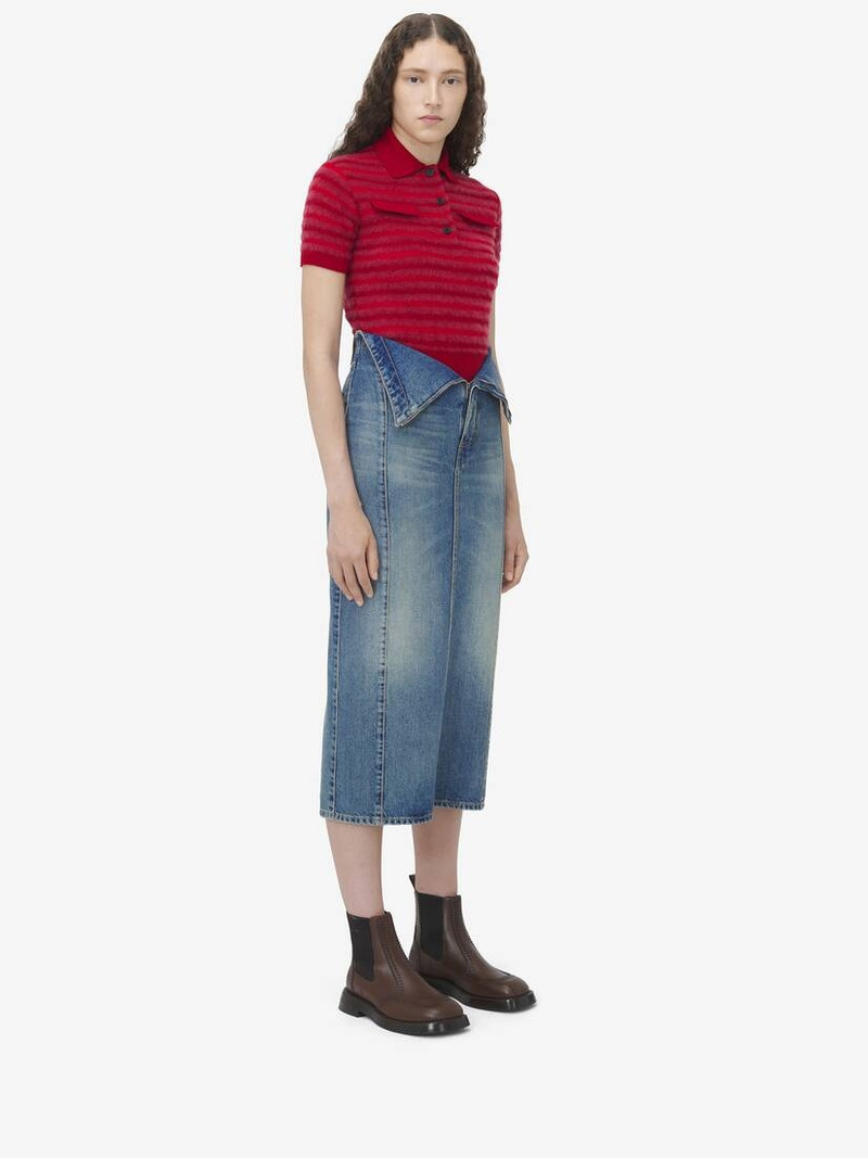 Fold Over Waist Denim Skirt 3