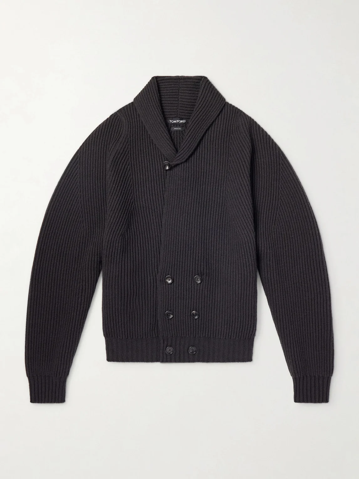 Double-Breasted Ribbed Cashmere and Wool-Blend Cardigan - 1
