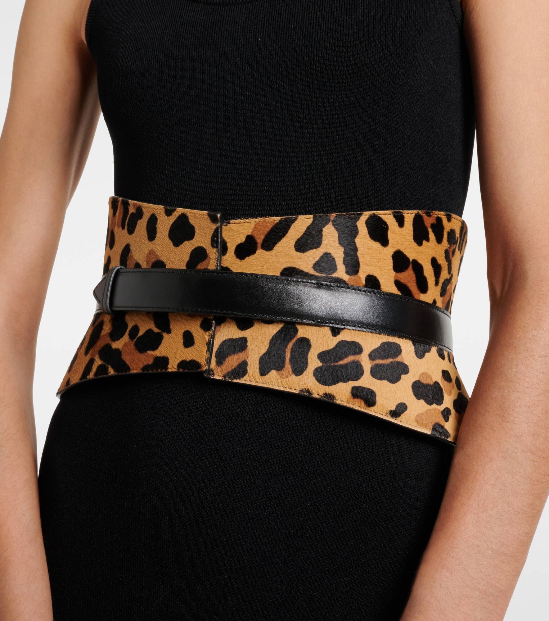 Neo leopard-print calf hair belt - 2