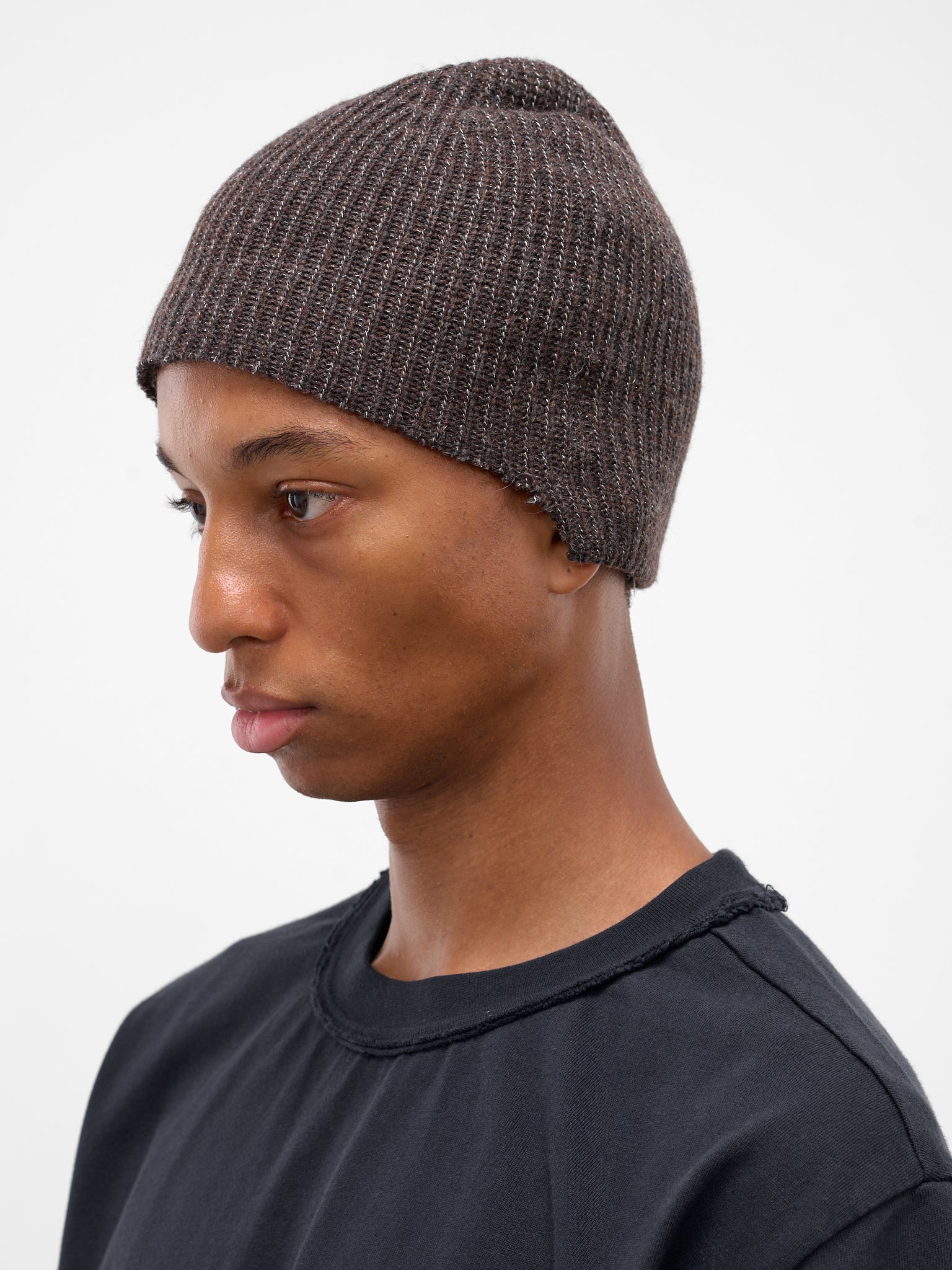 Brown Llama Rib-Knit Beanie - 2