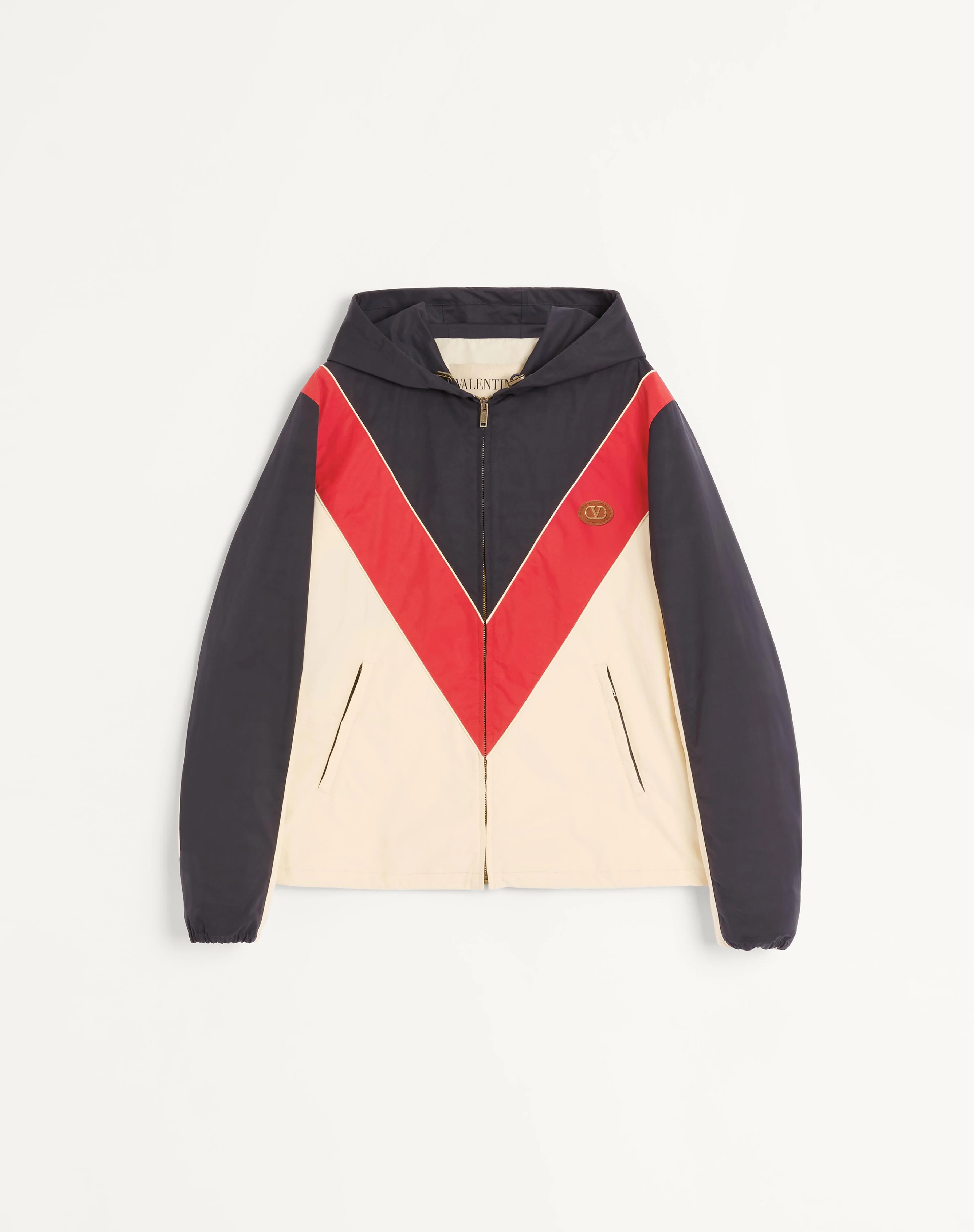 NYLON HOODED WINDBREAKER WITH VLOGO PATCH - 1