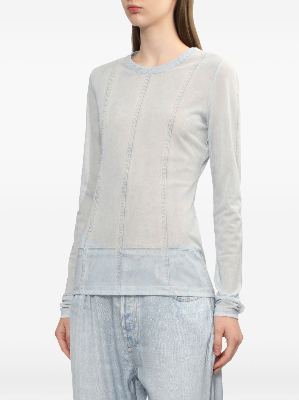 seamed-detail long-sleeve top - 3