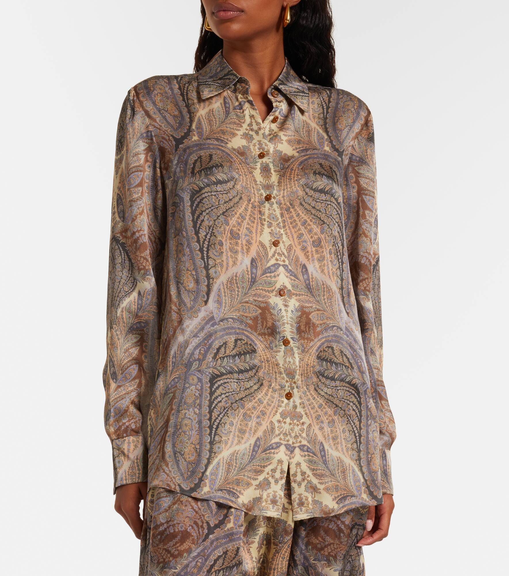 Hypnotic paisley silk satin shirt - 6