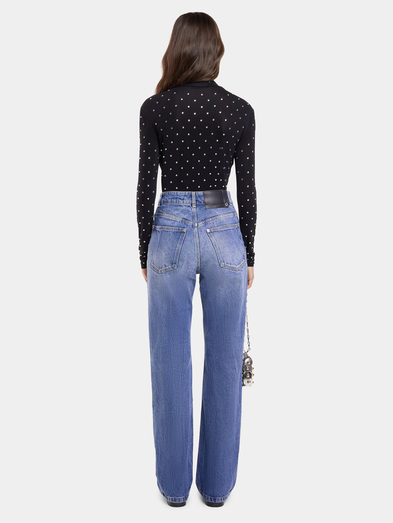BLACK CRYSTAL-EMBELLISHED TOP IN SECOND-SKIN JERSEY 5