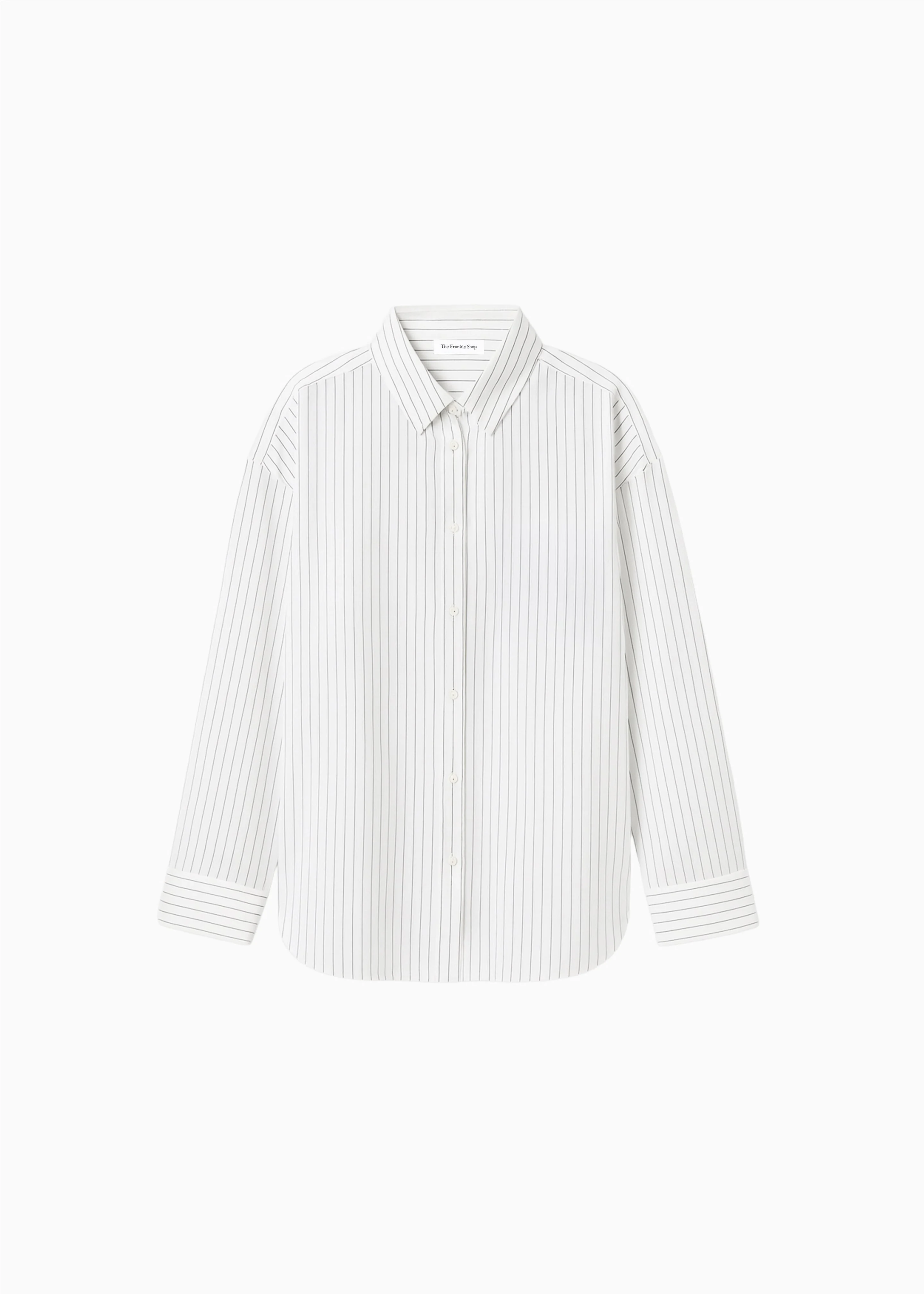 Oana Fluid Button-Up Shirt - White/Black Stripe - 1